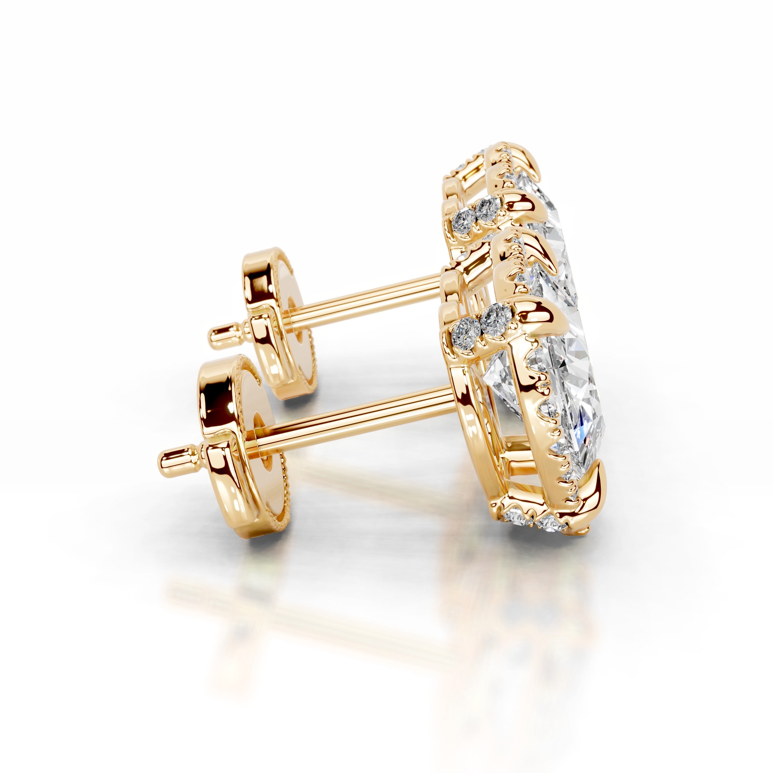 Ophelia Diamond Halo Earrings - 18K Yellow Gold