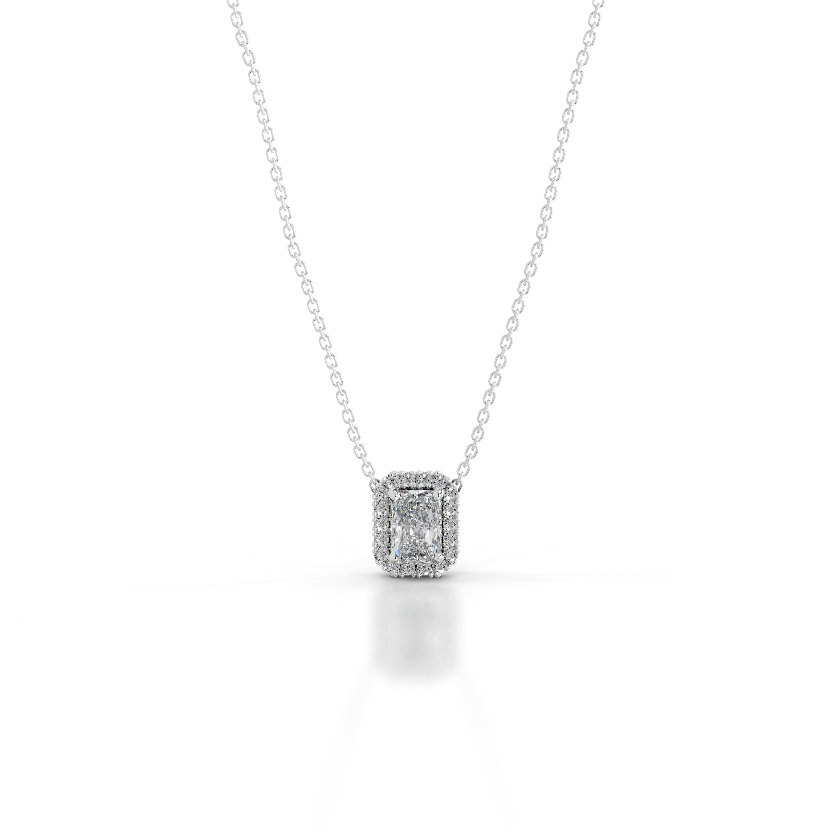 Manon Diamond Halo Pendant - 14K White Gold