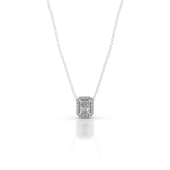 Manon Lab Grown Diamond Halo Pendant - 14K White Gold