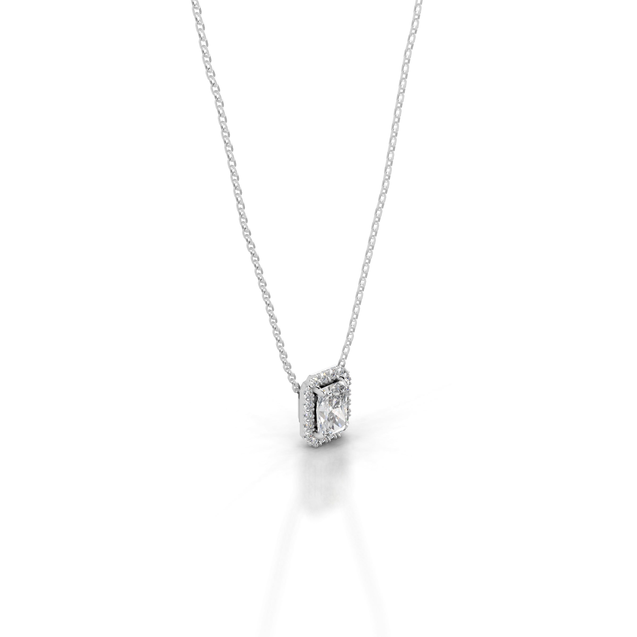 Manon Diamond Halo Pendant - 14K White Gold