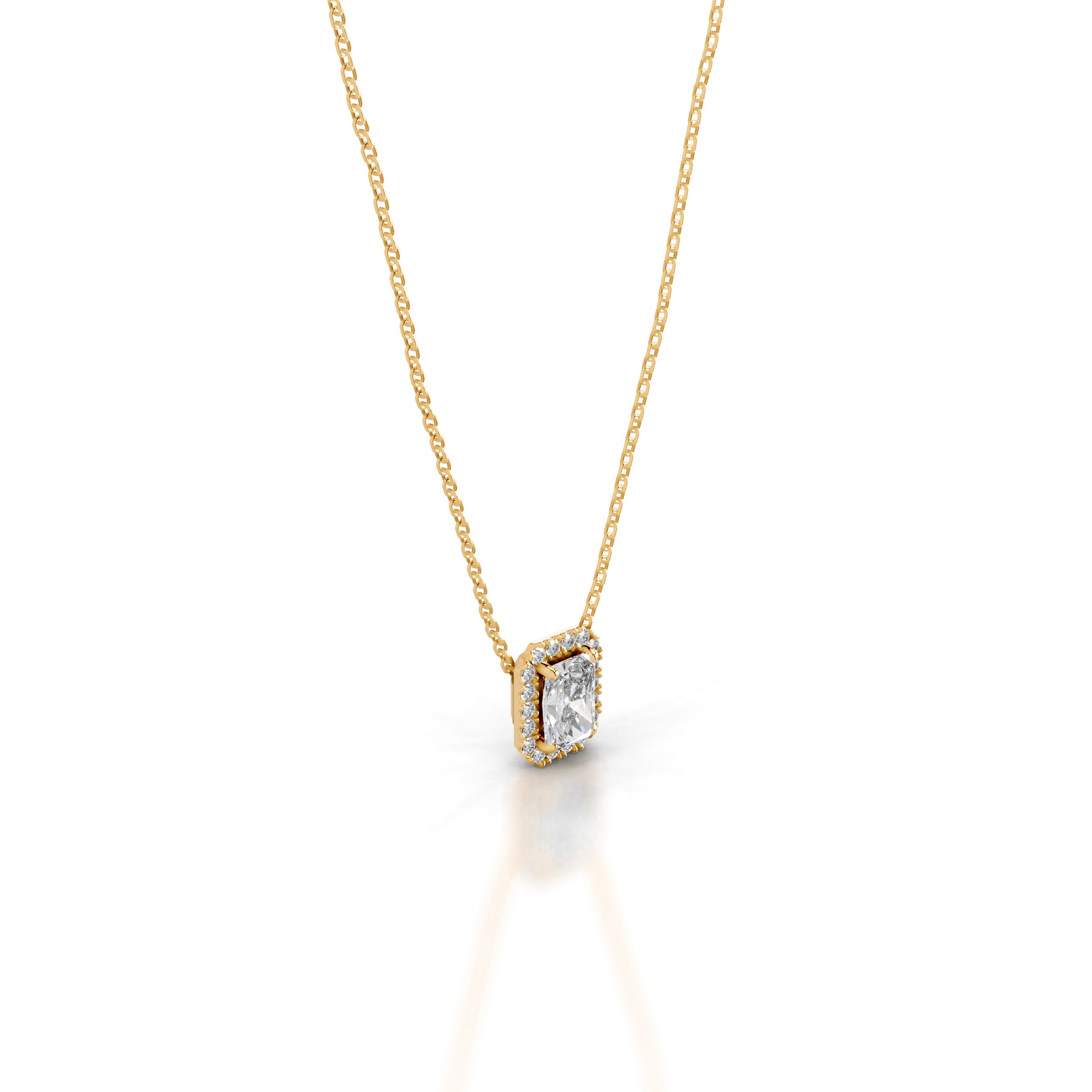 Manon Lab Grown Diamond Halo Pendant - 18K Yellow Gold