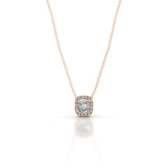 Manon Diamond Halo Pendant - 14K Rose Gold
