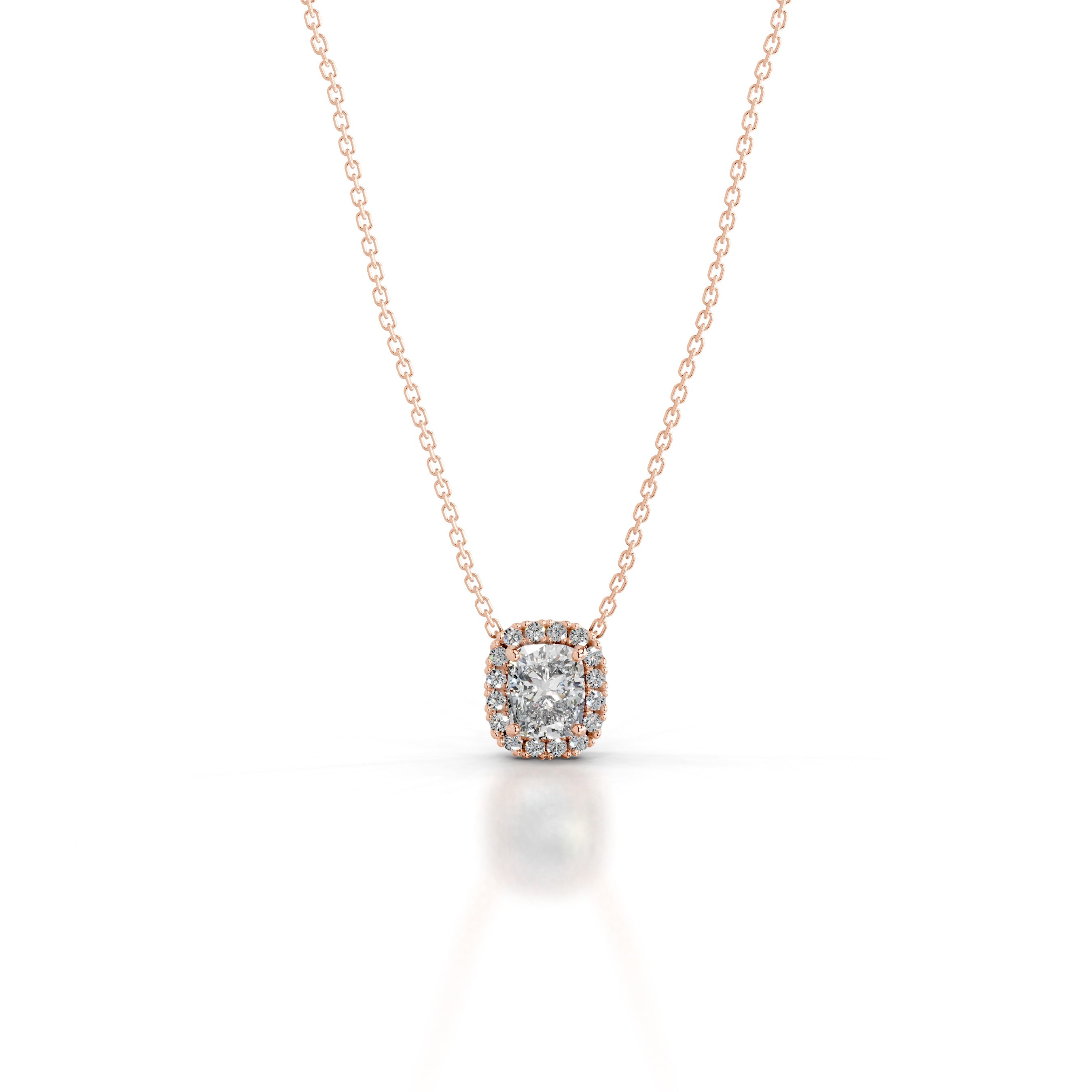 Manon Diamond Halo Pendant - 14K Rose Gold