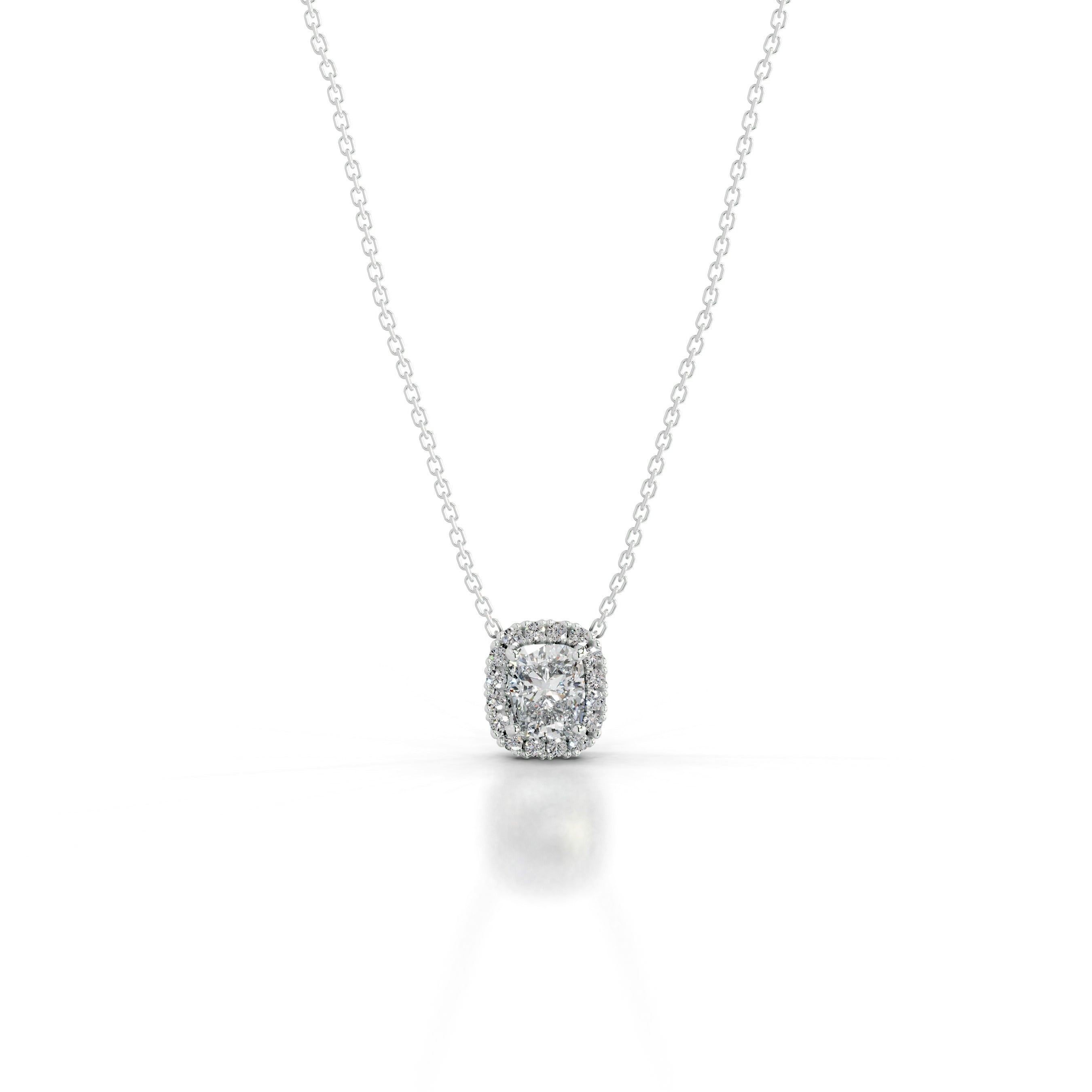 Manon Diamond Halo Pendant - 14K White Gold