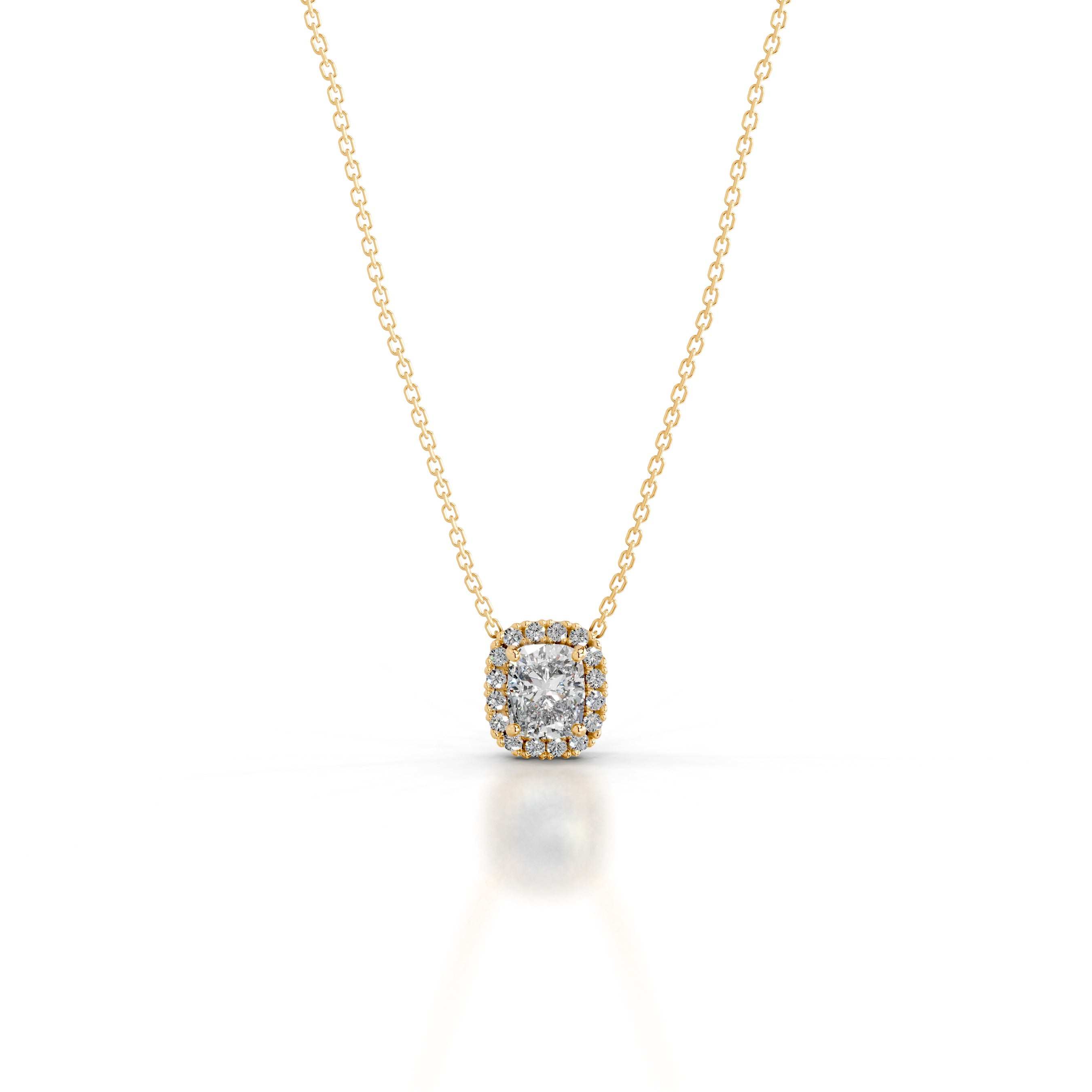 Manon Diamond Halo Pendant - 18K Yellow Gold