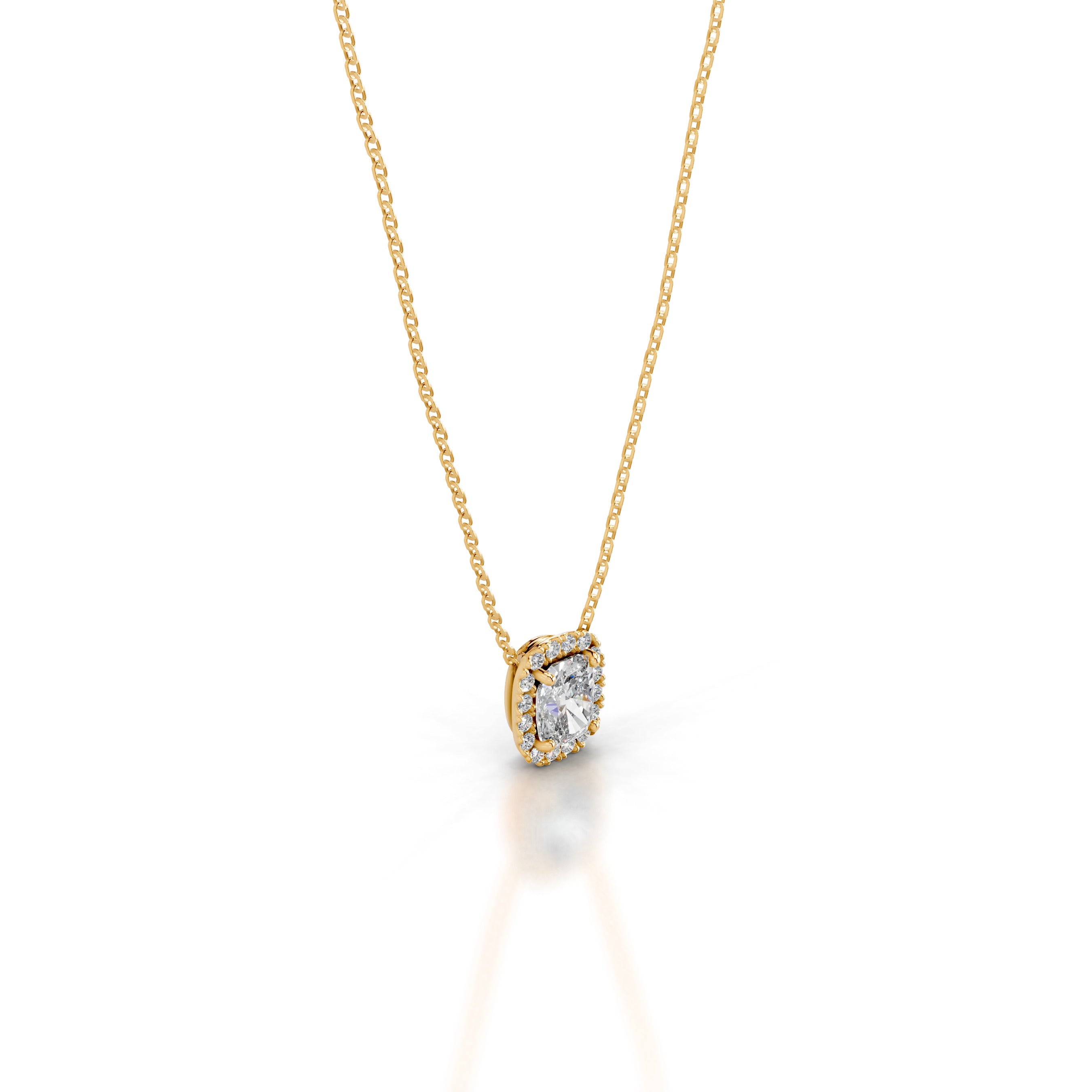 Manon Diamond Halo Pendant - 18K Yellow Gold