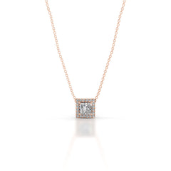 Manon Diamond Halo Pendant - 14K Rose Gold