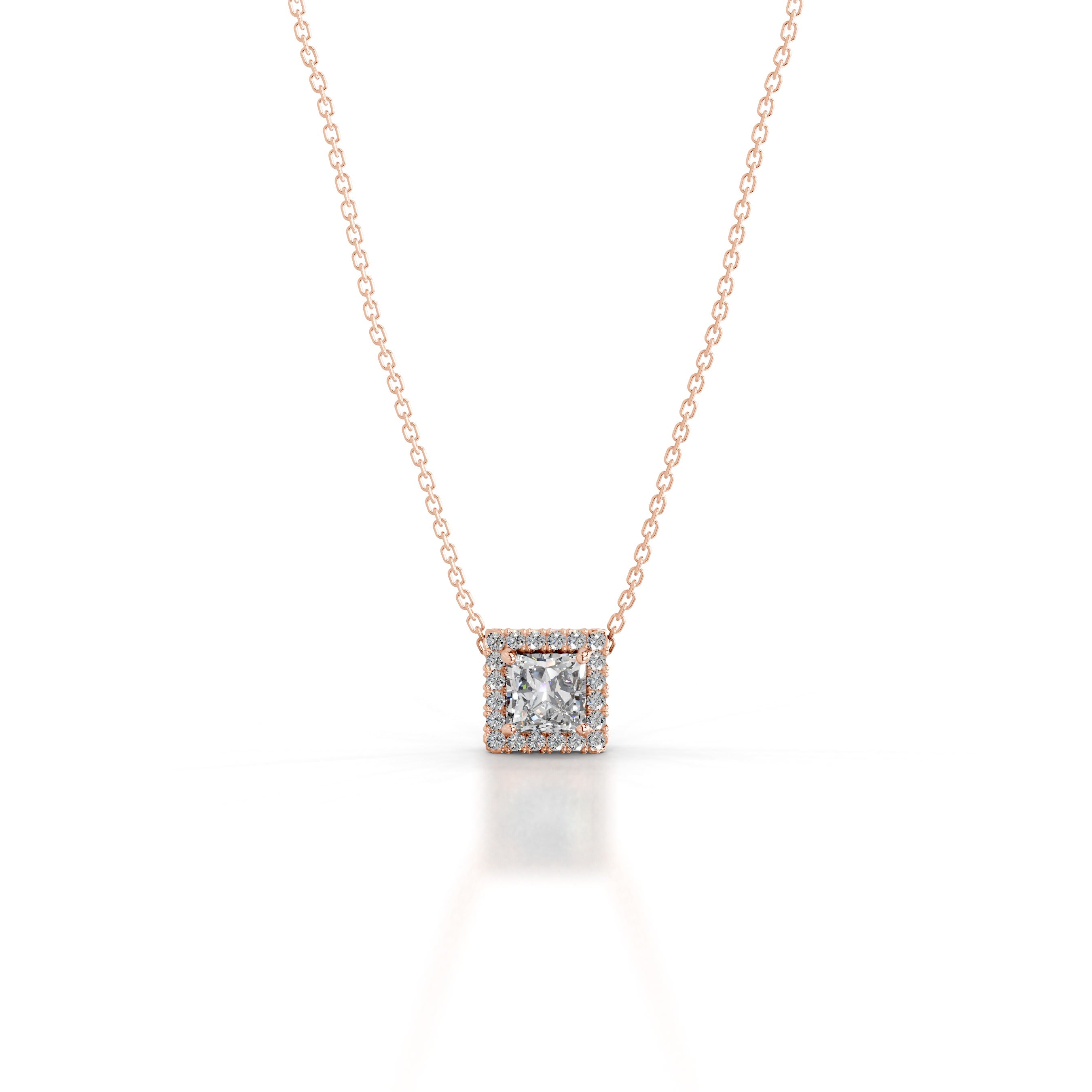 Manon Diamond Halo Pendant - 14K Rose Gold