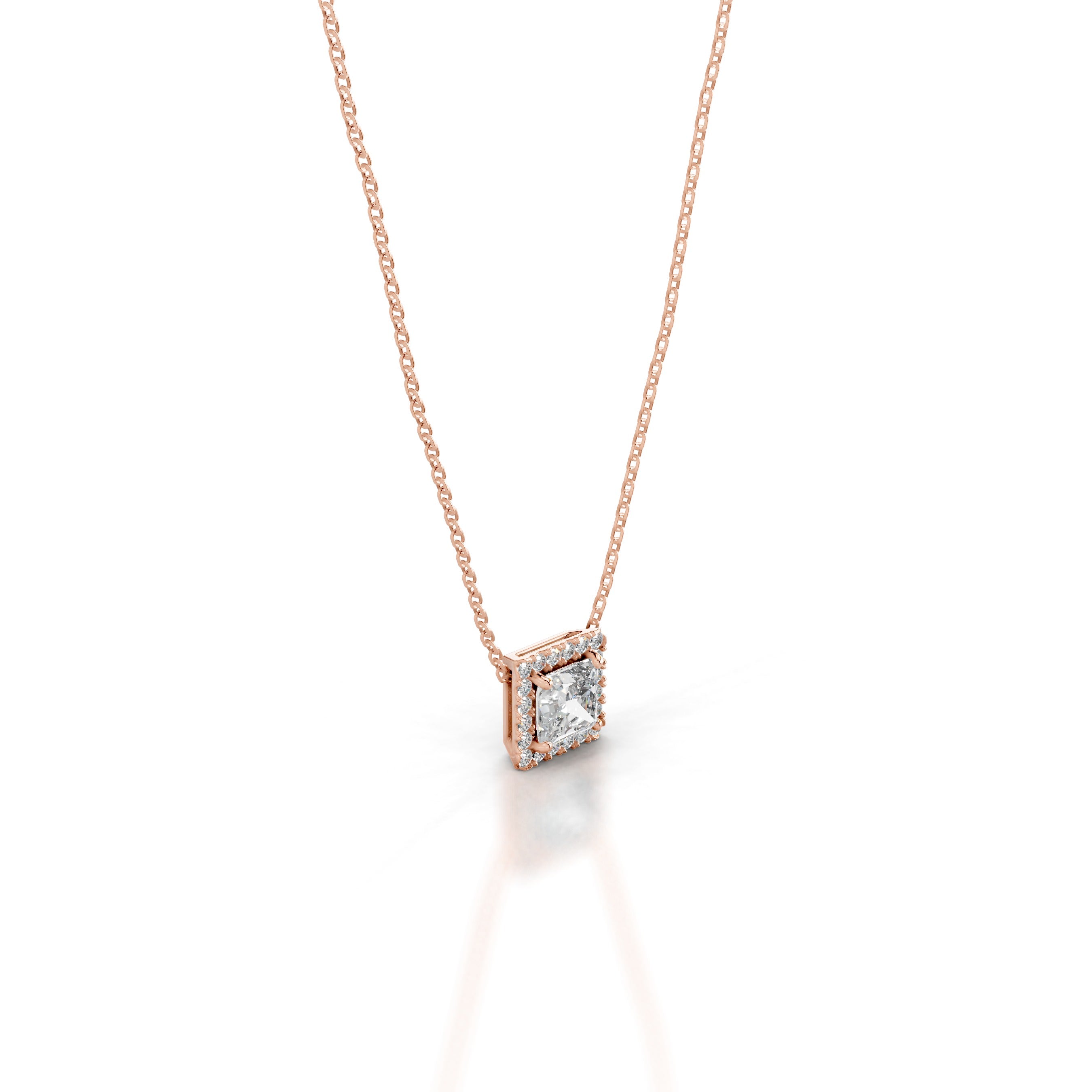 Manon Diamond Halo Pendant - 14K Rose Gold