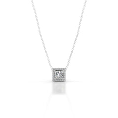 Manon Diamond Halo Pendant - 18K White Gold