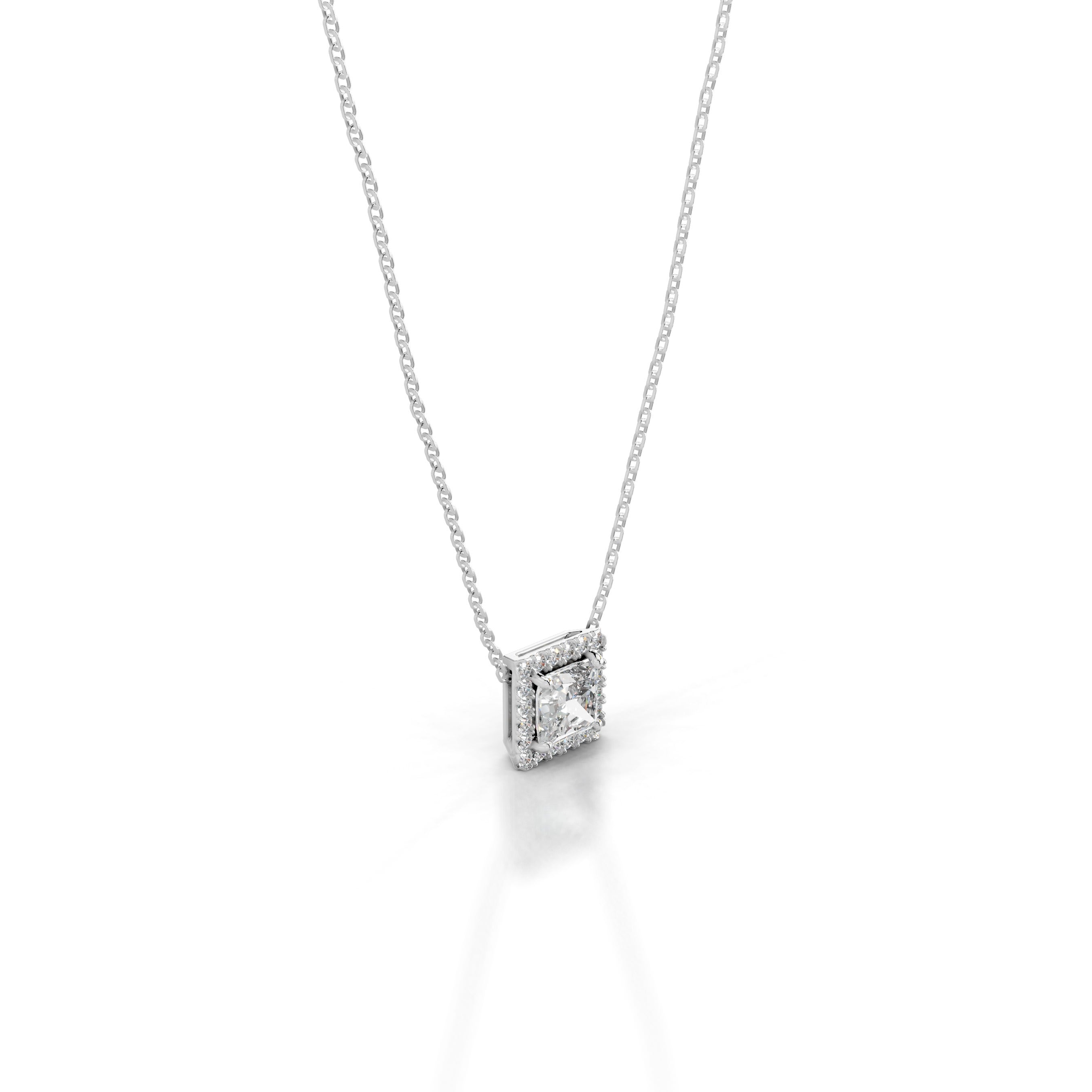 Manon Diamond Halo Pendant - 14K White Gold