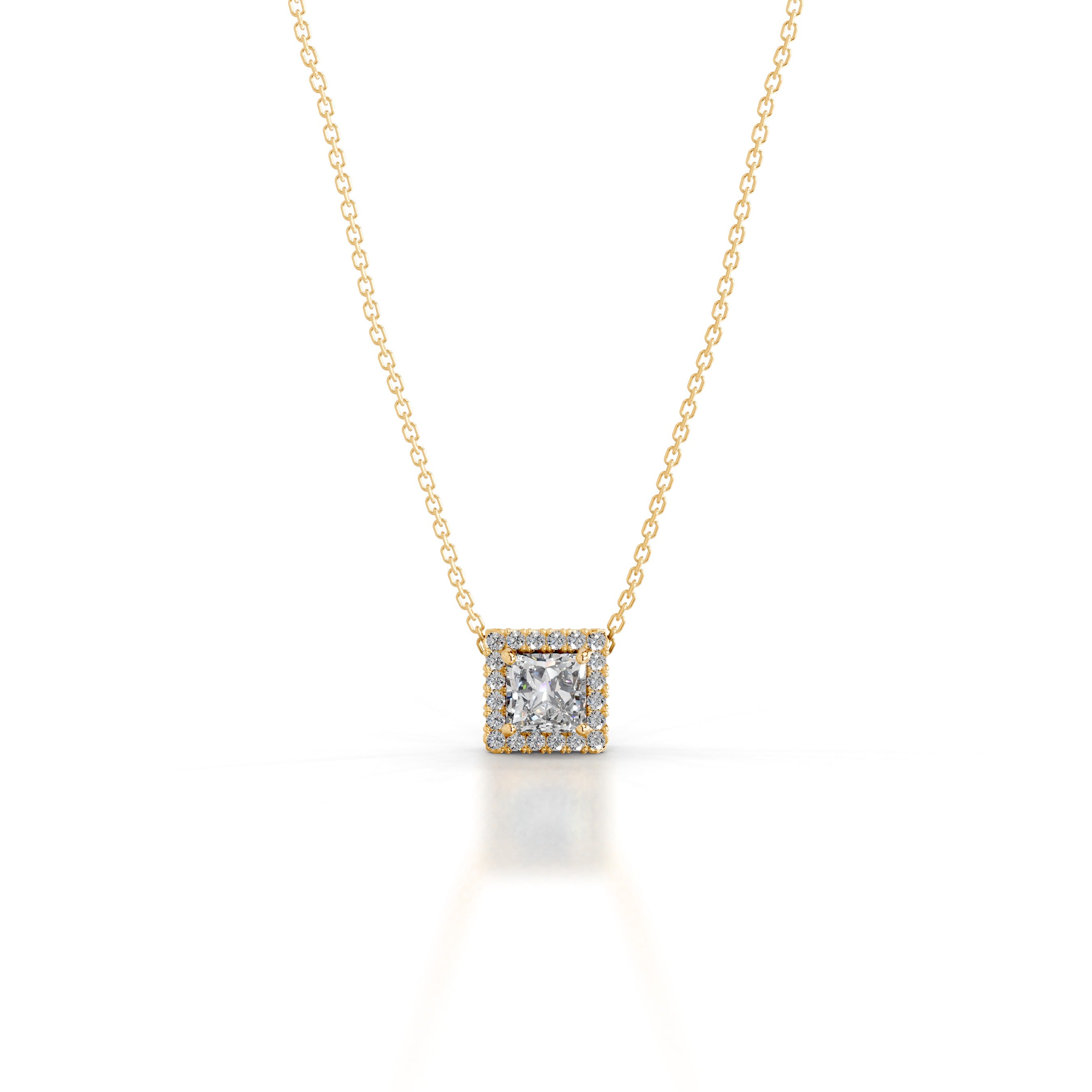 Manon Diamond Halo Pendant - 18K Yellow Gold