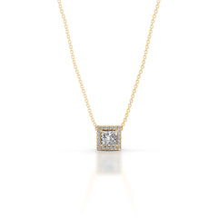Manon Lab Grown Diamond Halo Pendant - 18K Yellow Gold