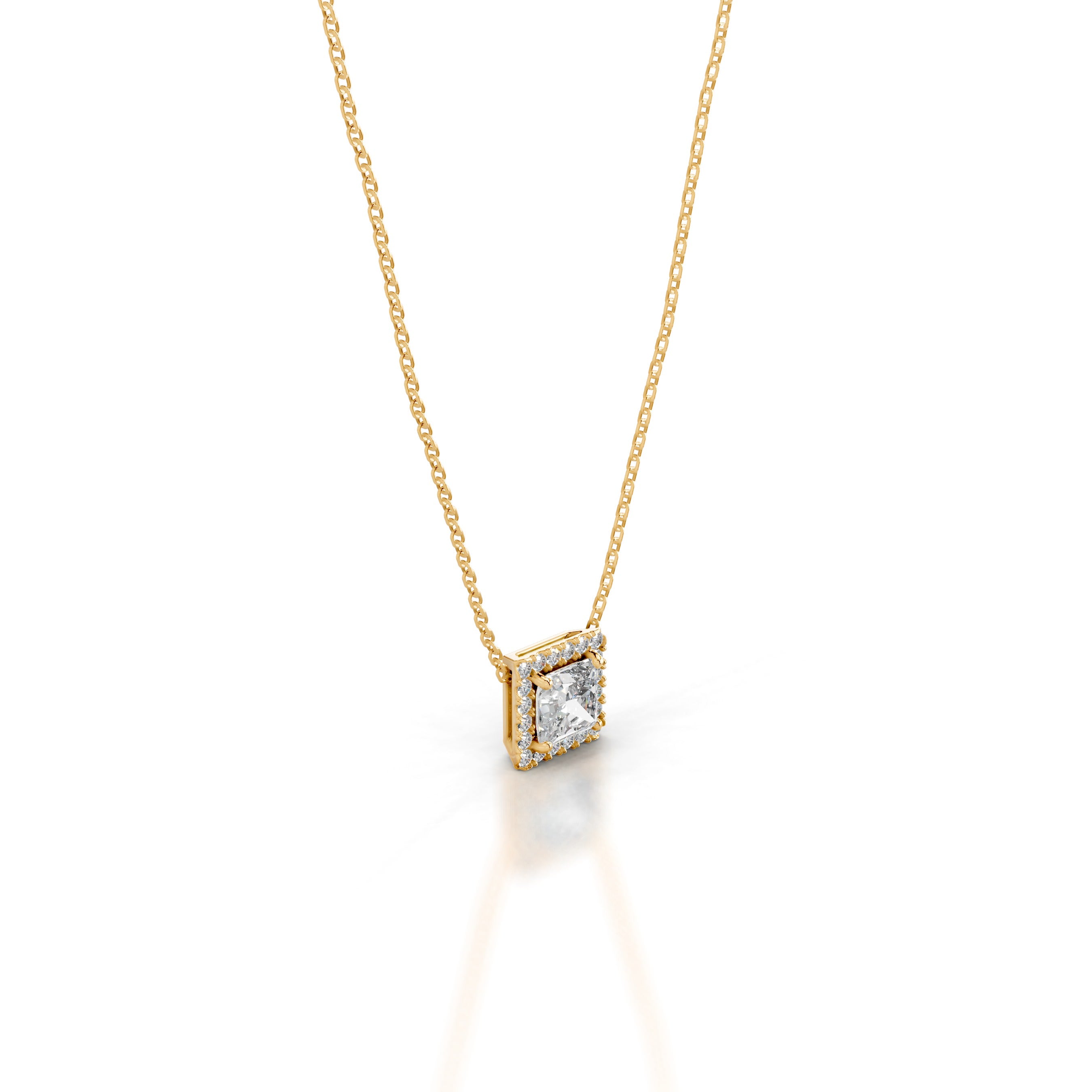 Manon Diamond Halo Pendant - 18K Yellow Gold