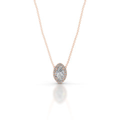 Manon Diamond Halo Pendant - 14K Rose Gold