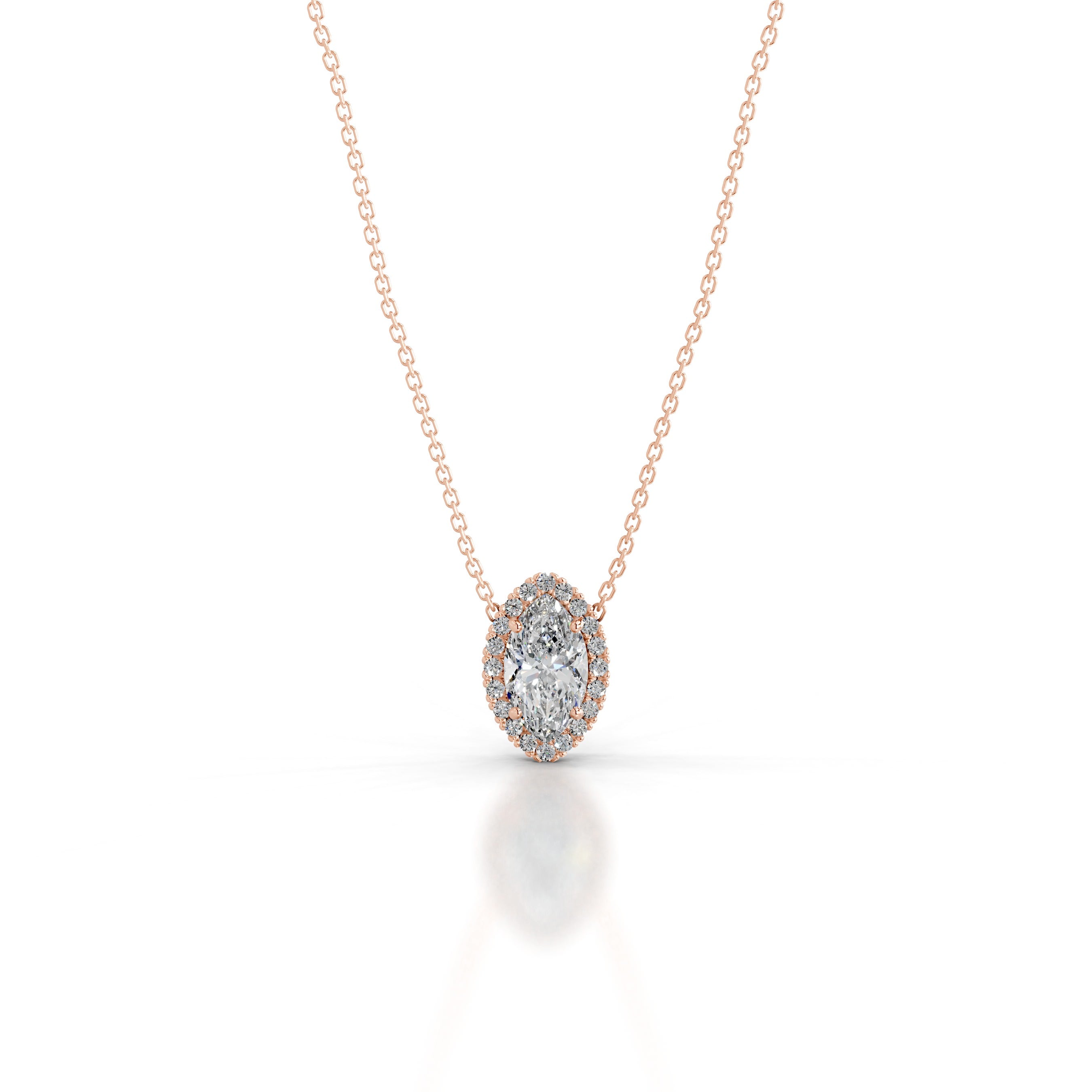 Manon Diamond Halo Pendant - 14K Rose Gold