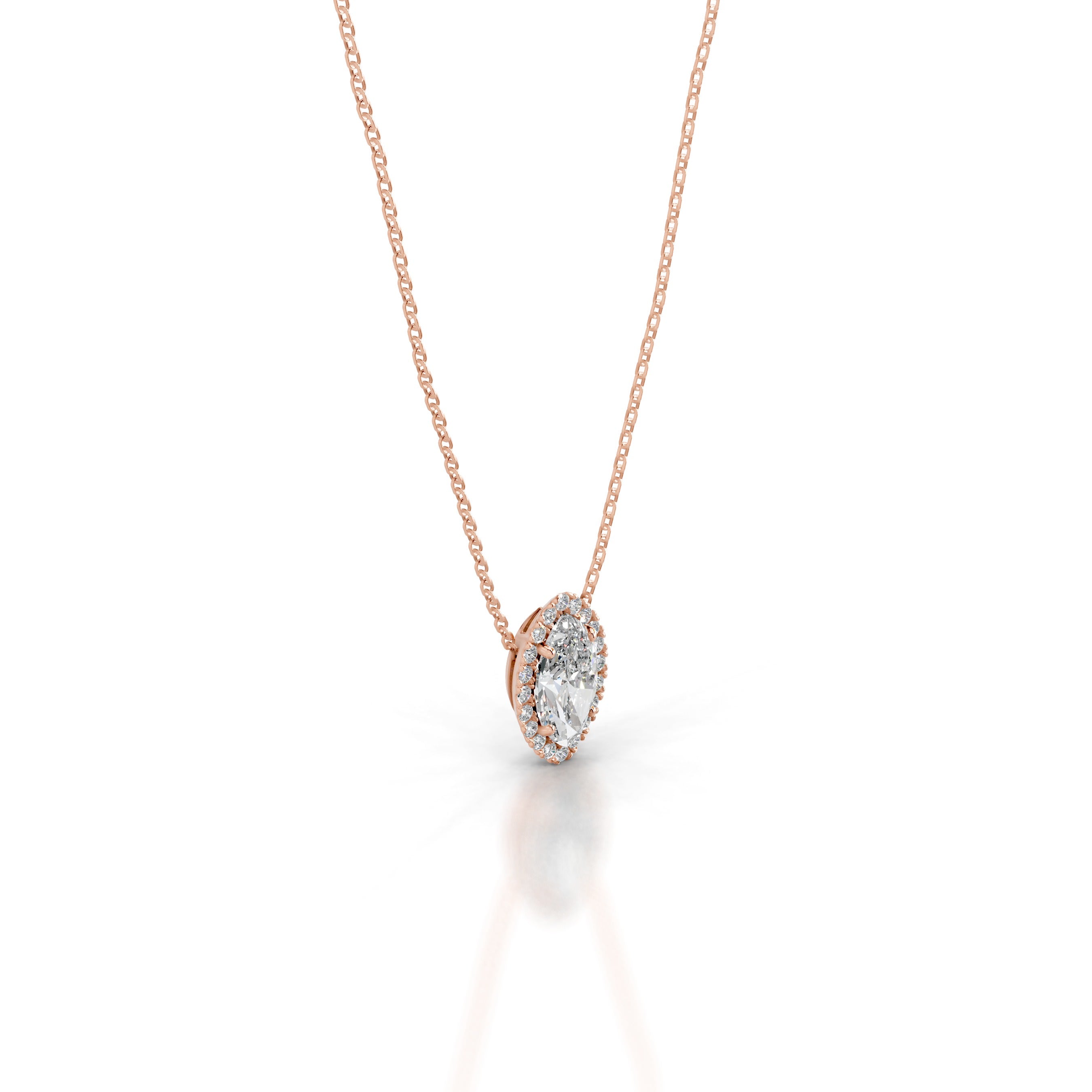 Manon Diamond Halo Pendant - 14K Rose Gold