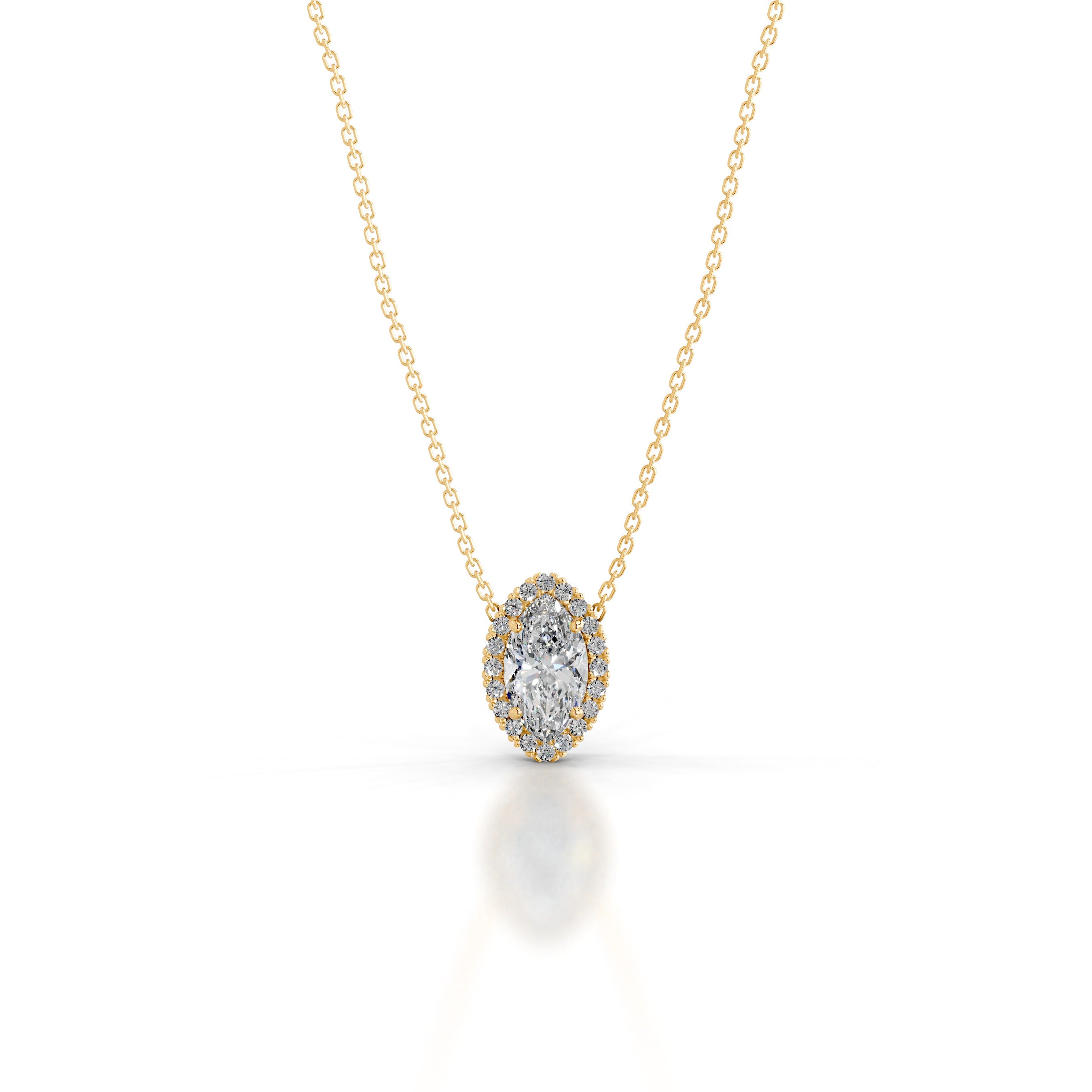 Manon Diamond Halo Pendant - 18K Yellow Gold