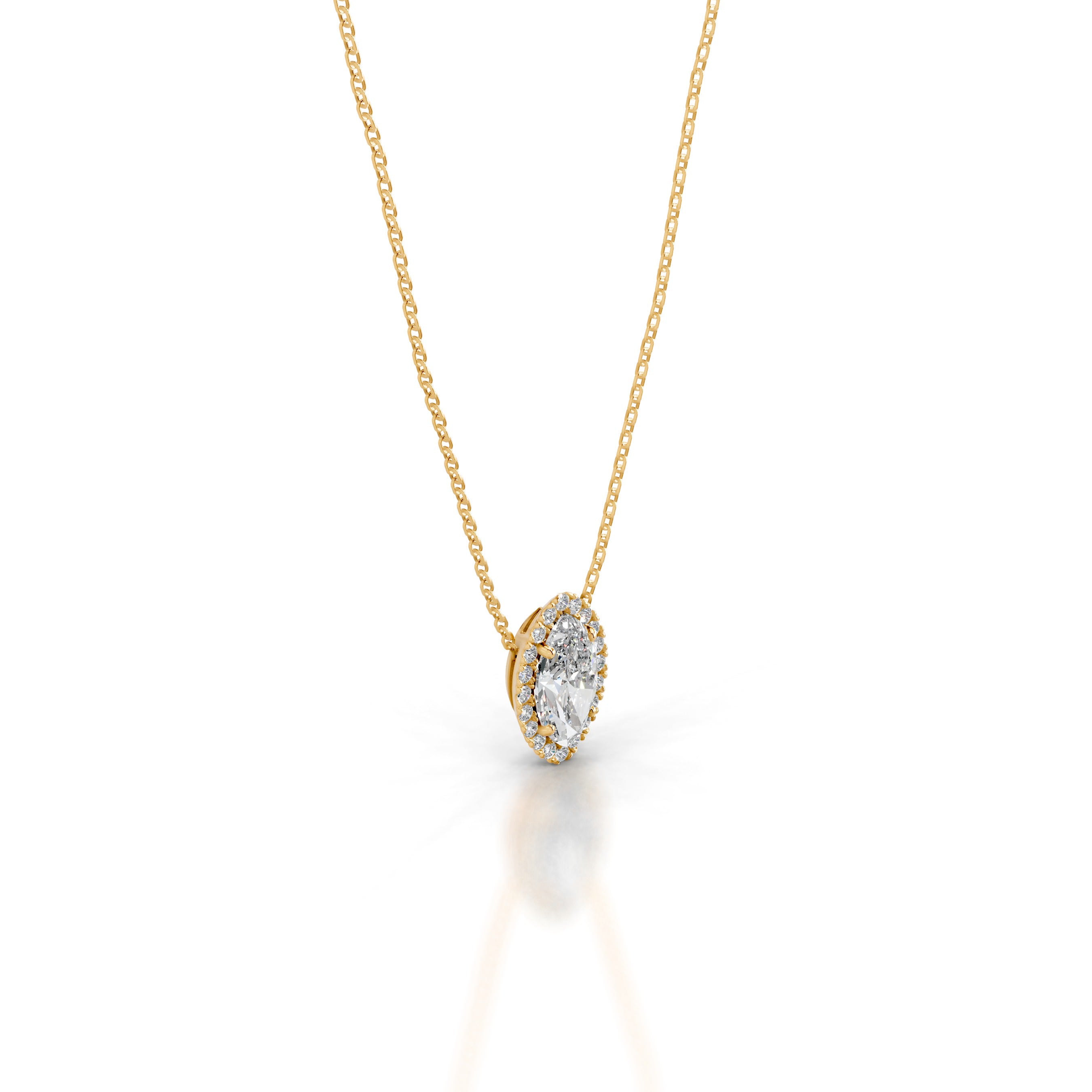 Manon Diamond Halo Pendant - 18K Yellow Gold