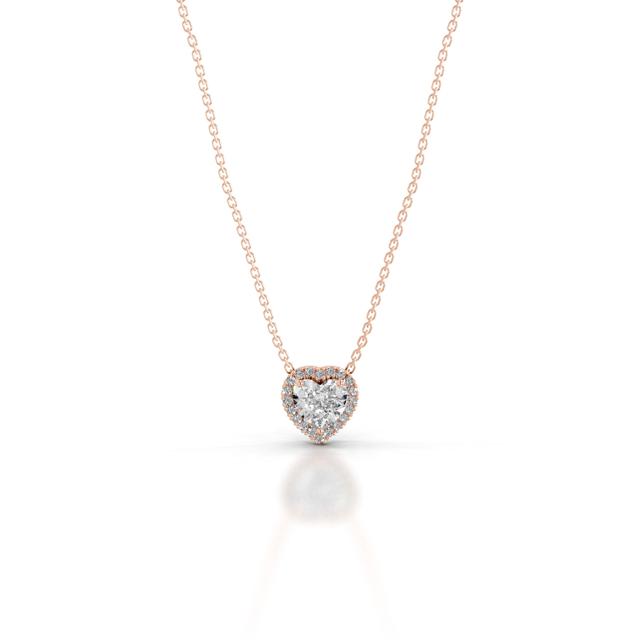 Manon Diamond Halo Pendant - 14K Rose Gold