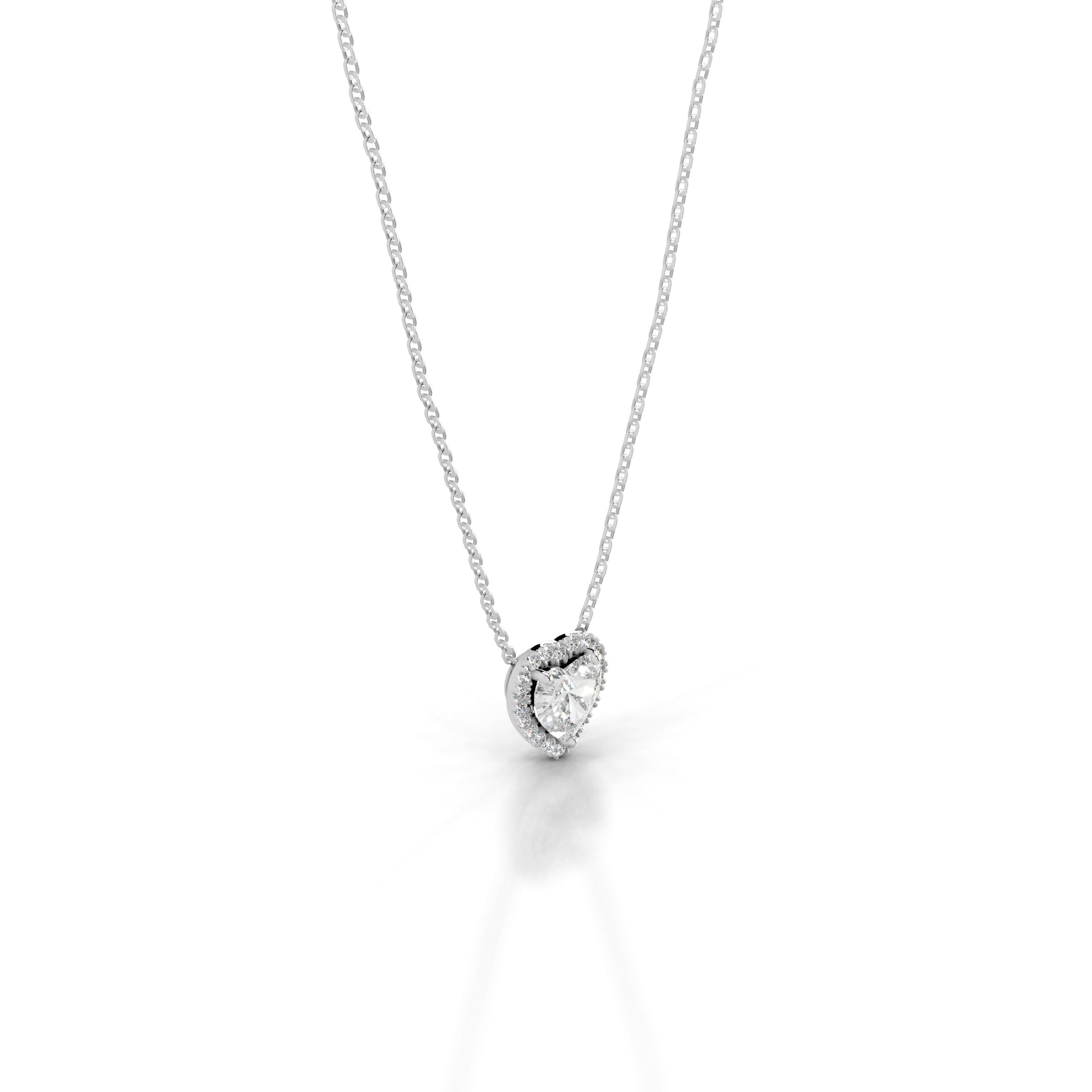 Manon Diamond Halo Pendant - 18K White Gold - Main Stone 1.5 Carat