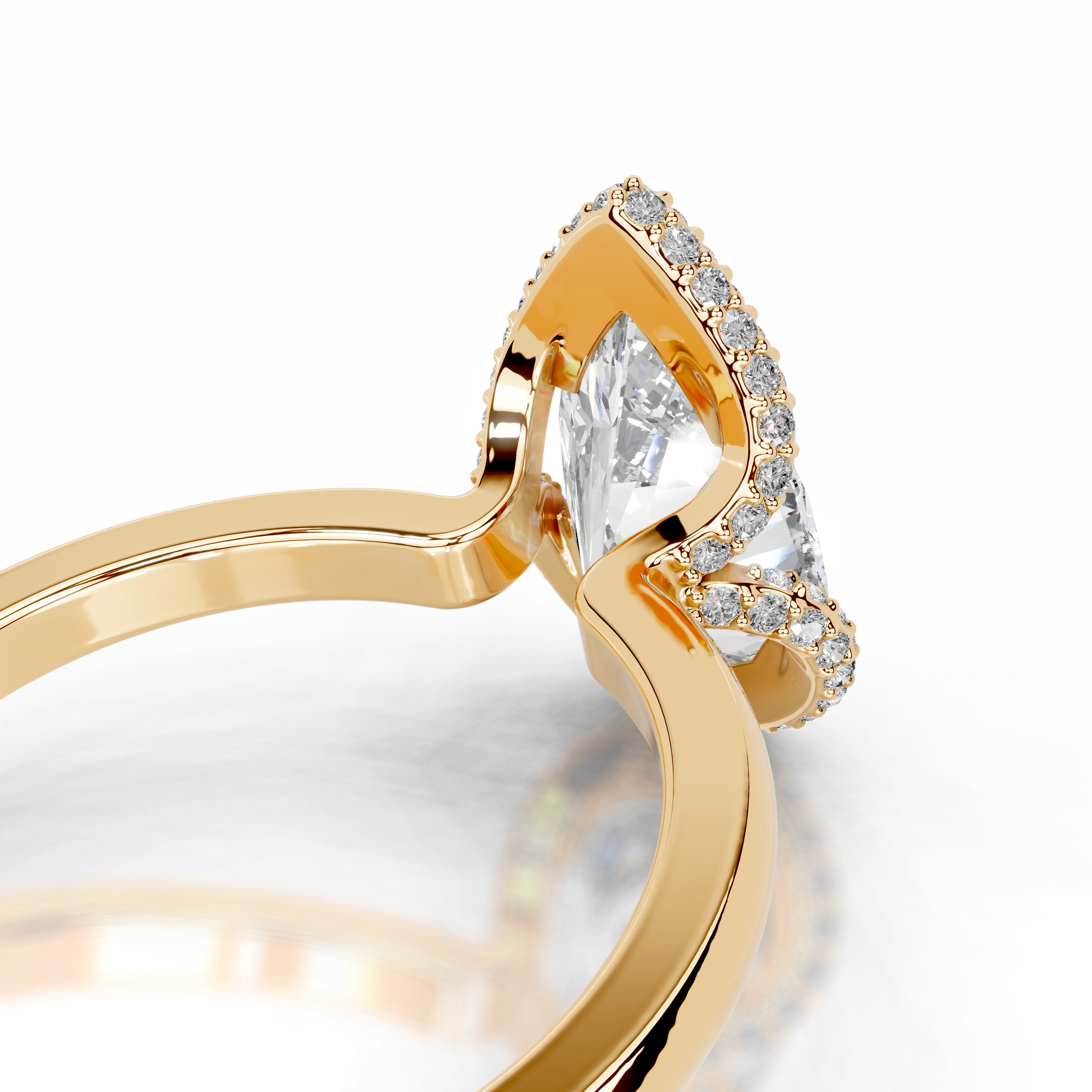 Bowie Diamond Engagement Ring Ring - 18K Yellow Gold