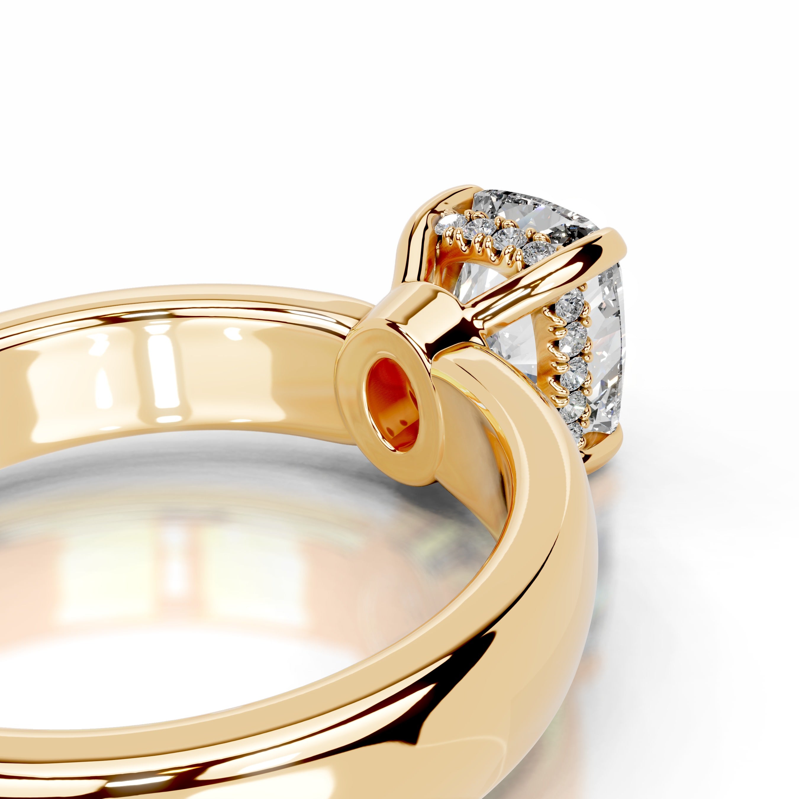 Lux Diamond Engagement Ring Ring - 18K Yellow Gold