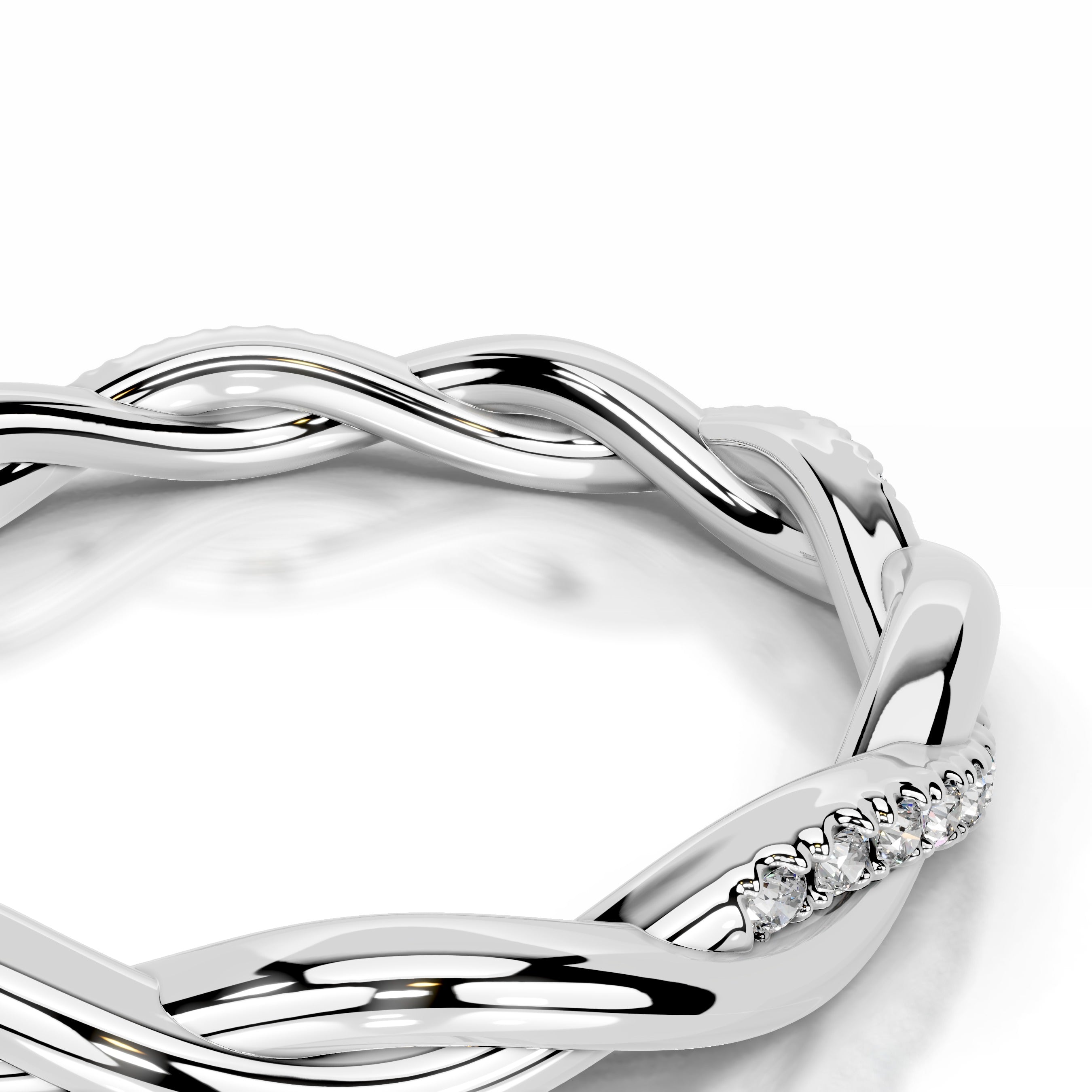 Tsumugi Diamond Wedding band - 14K White Gold