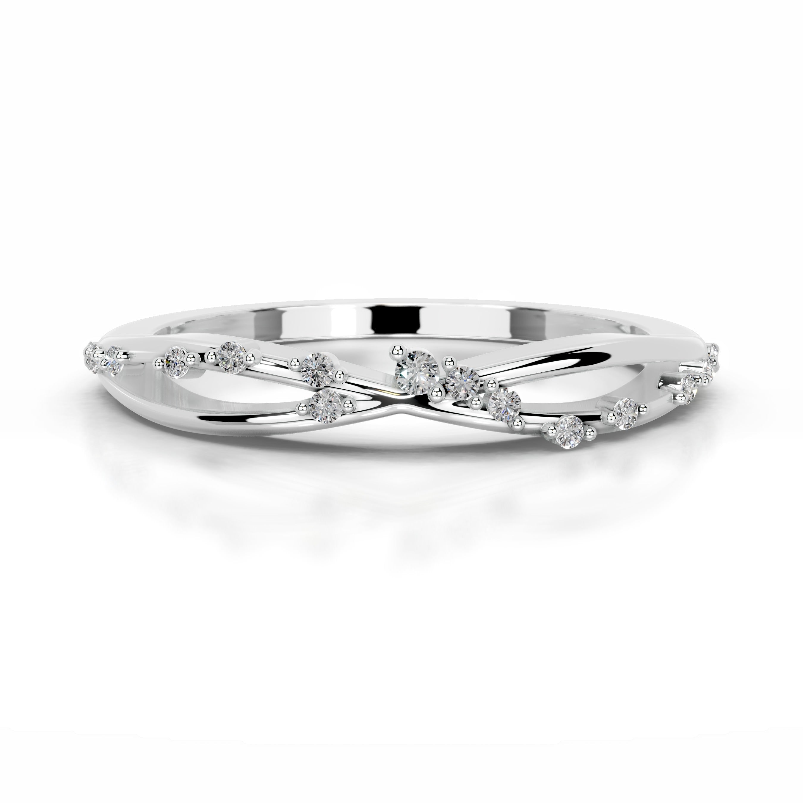 Ausha Diamond Wedding band - 14K White Gold