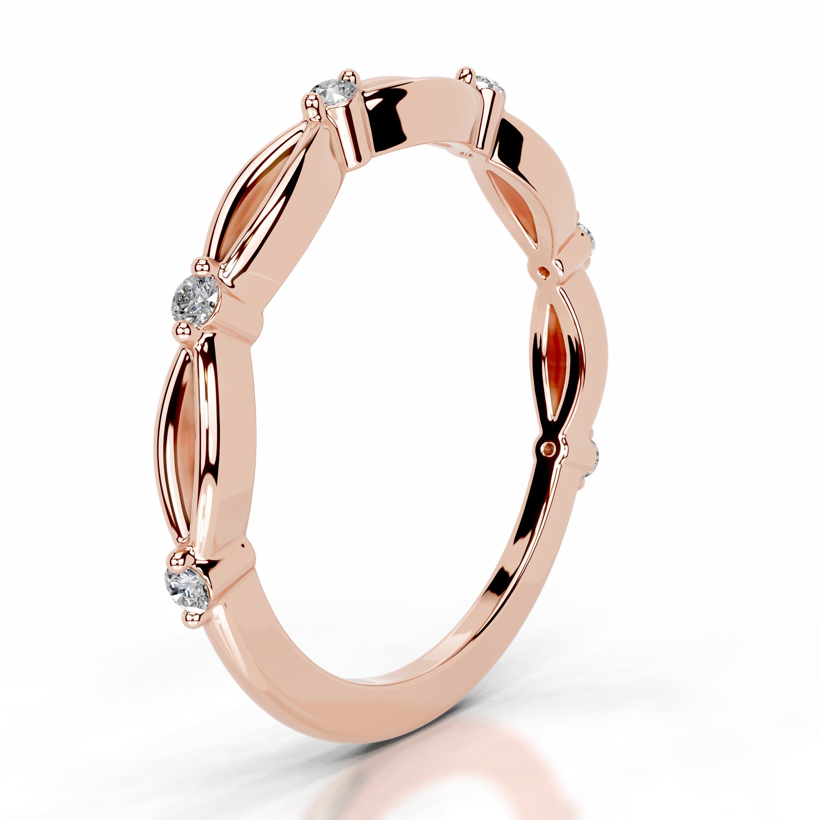 Laina Diamond Wedding band - 14K Rose Gold