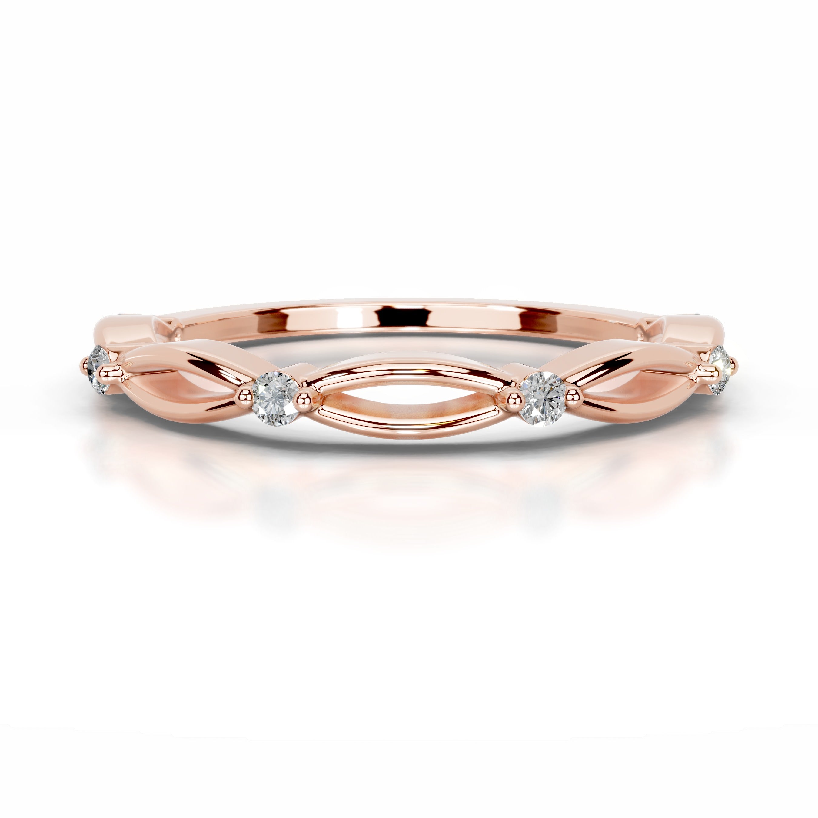 Laina Diamond Wedding band - 14K Rose Gold