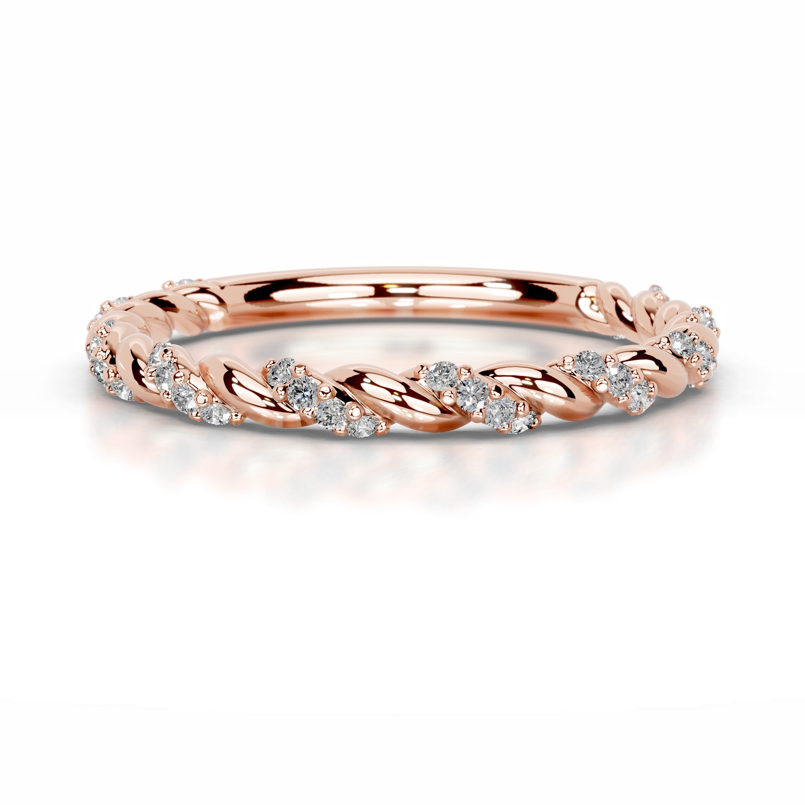 Sunniva Diamond Wedding band - 14K Rose Gold