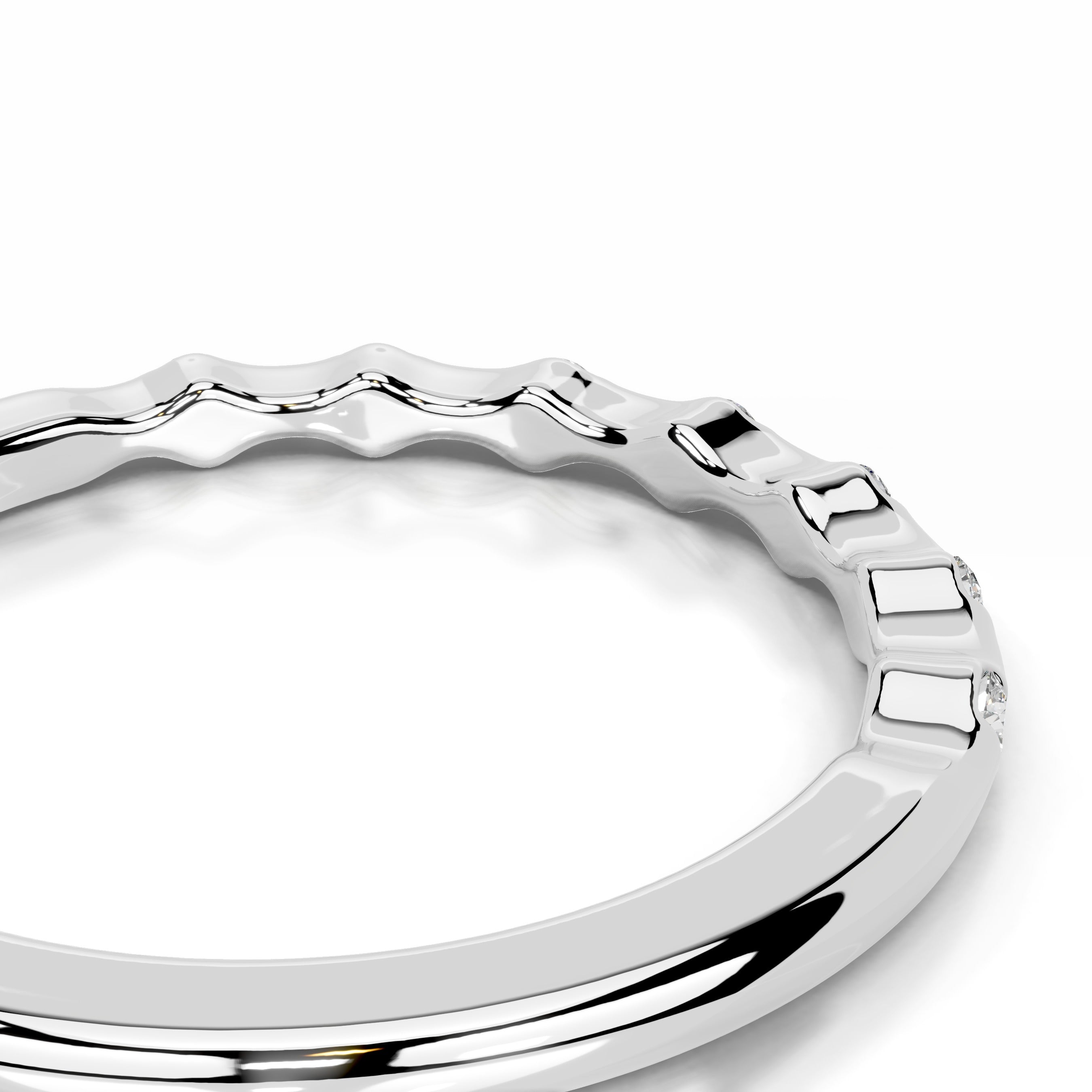 Sunny Diamond Wedding band - 14K White Gold