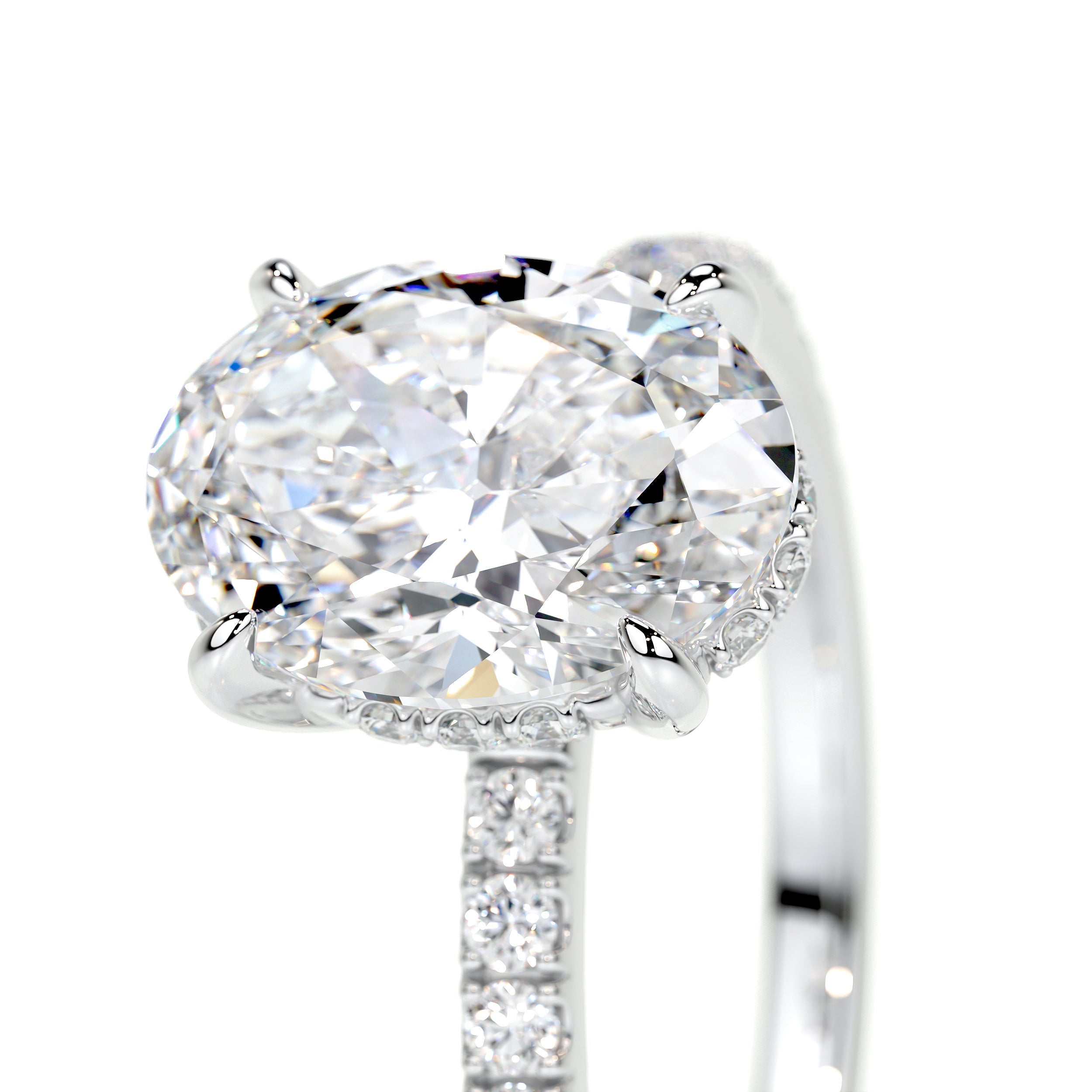 Lucy Moissanite And Diamonds Ring - 18K White Gold (RTS)