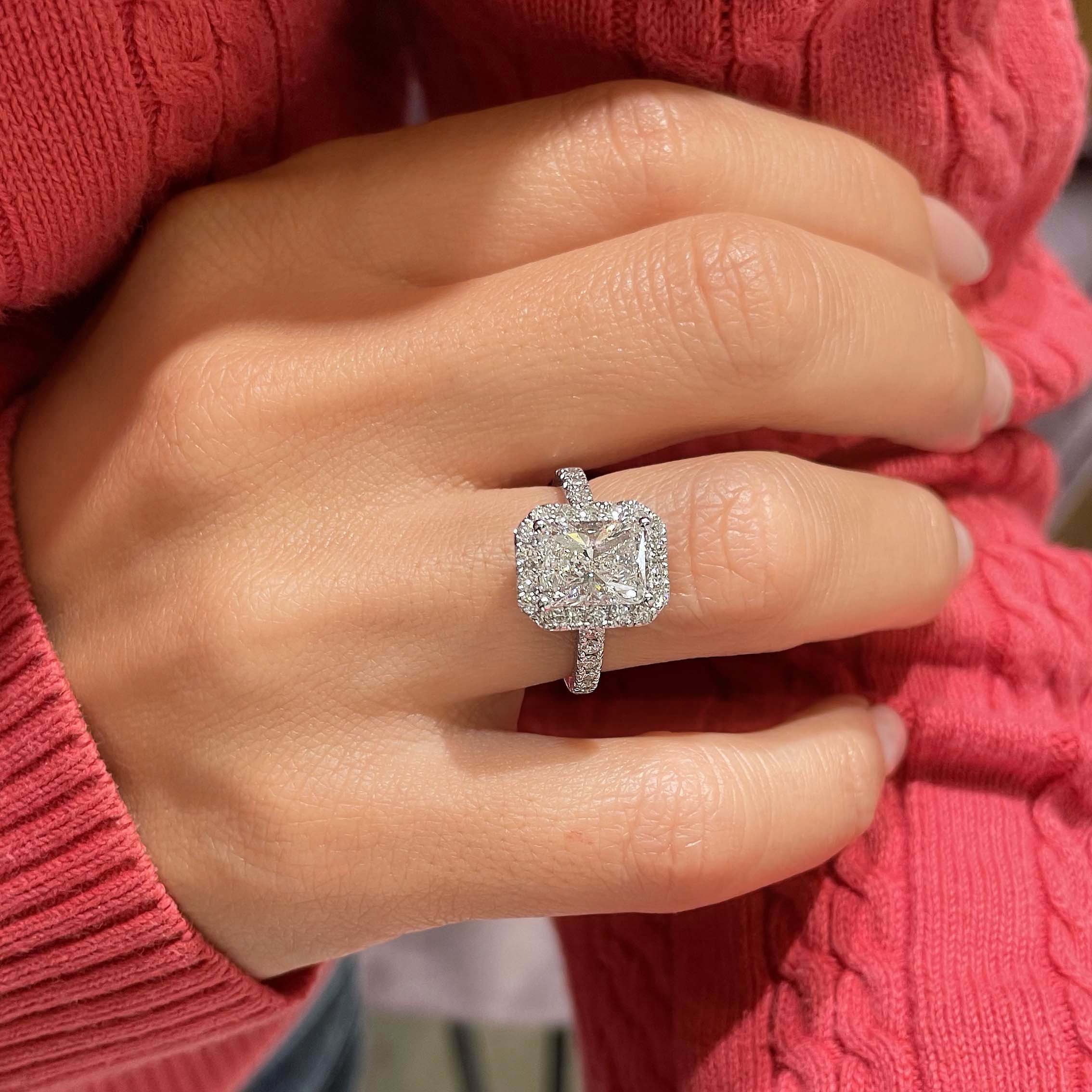 Andrea Diamond Engagement Ring   (2.5 Carat) -18K White Gold (RTS)
