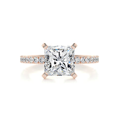 Stephanie Moissanite & Diamond Ring -14K Rose Gold