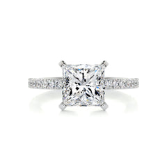 Stephanie Moissanite & Diamond Ring -14K White Gold