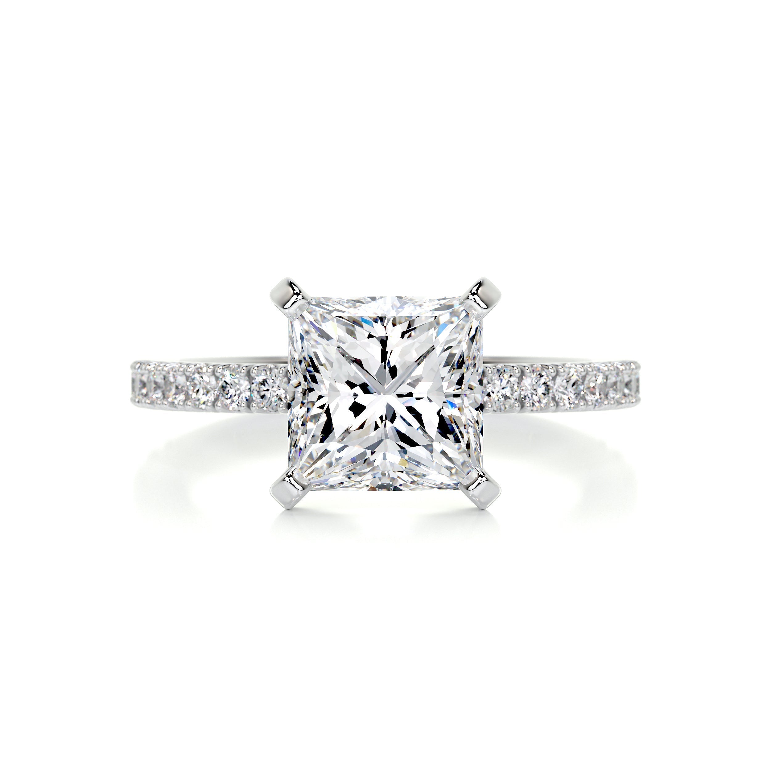 Stephanie Moissanite & Diamond Ring -18K White Gold (RTS)