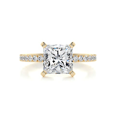 Stephanie Moissanite & Diamond Ring -18K Yellow Gold