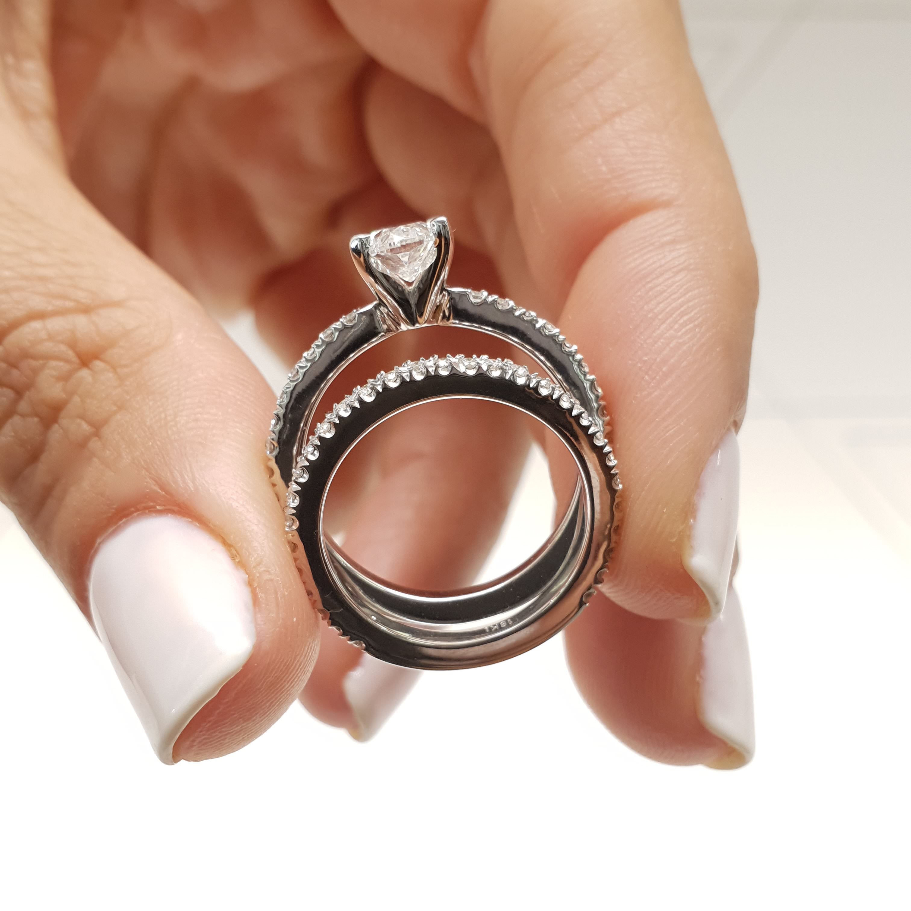Stephanie Lab Grown Diamond Bridal Set -14K White Gold (RTS)