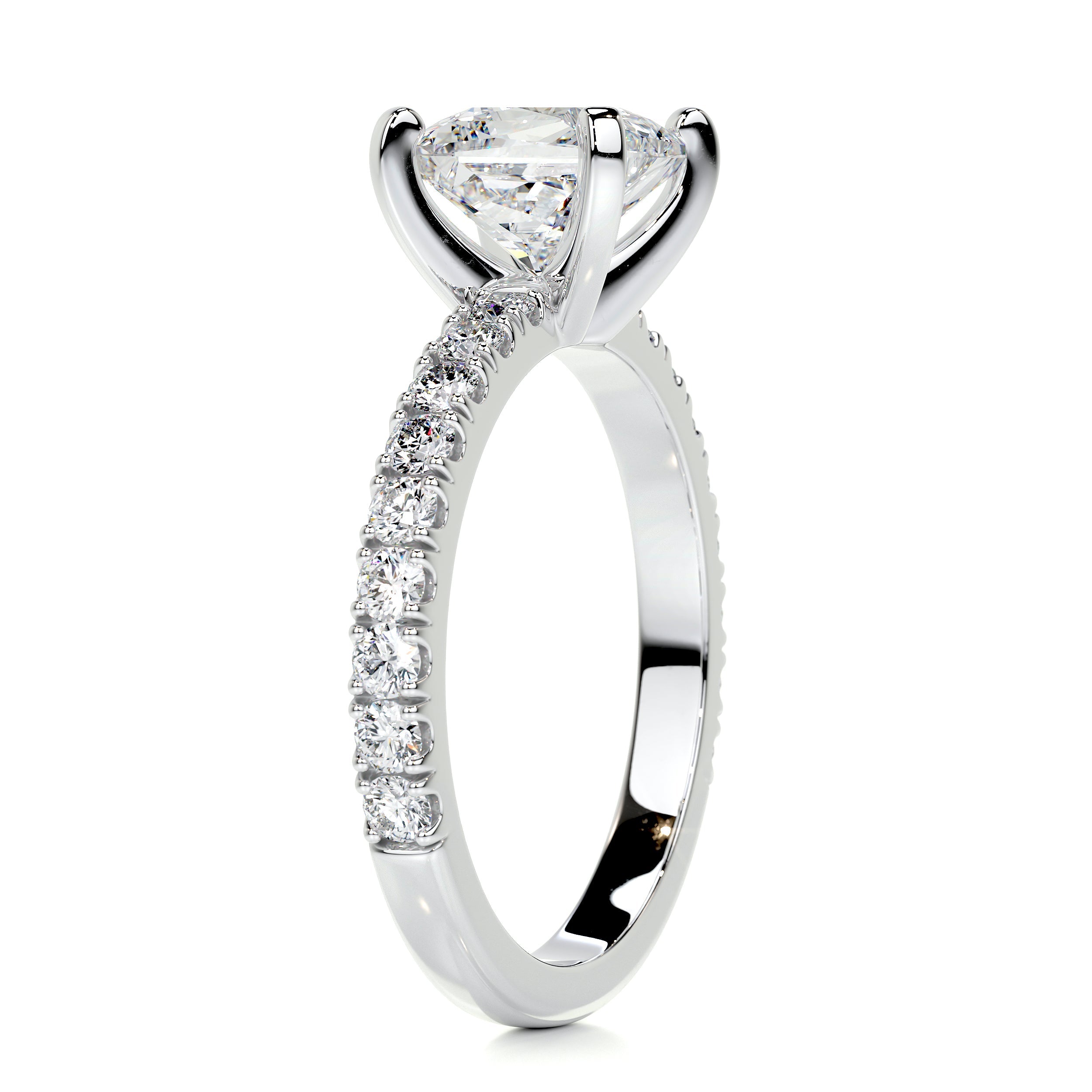 Blair Moissanite & Diamonds Ring   (2 Carat) -14K White Gold