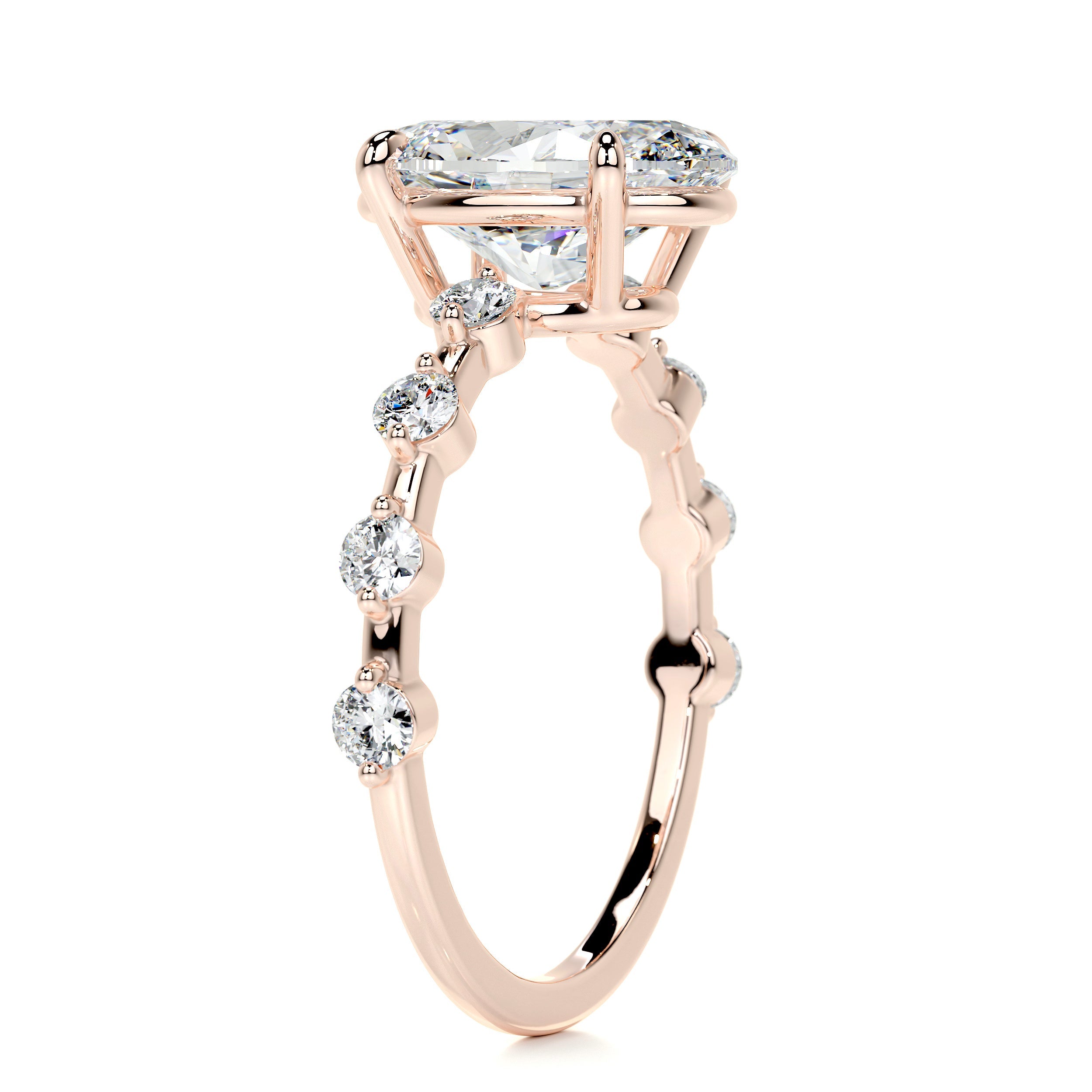 Bell Diamond Engagement Ring -14K Rose Gold - Main Stone 3 Carat