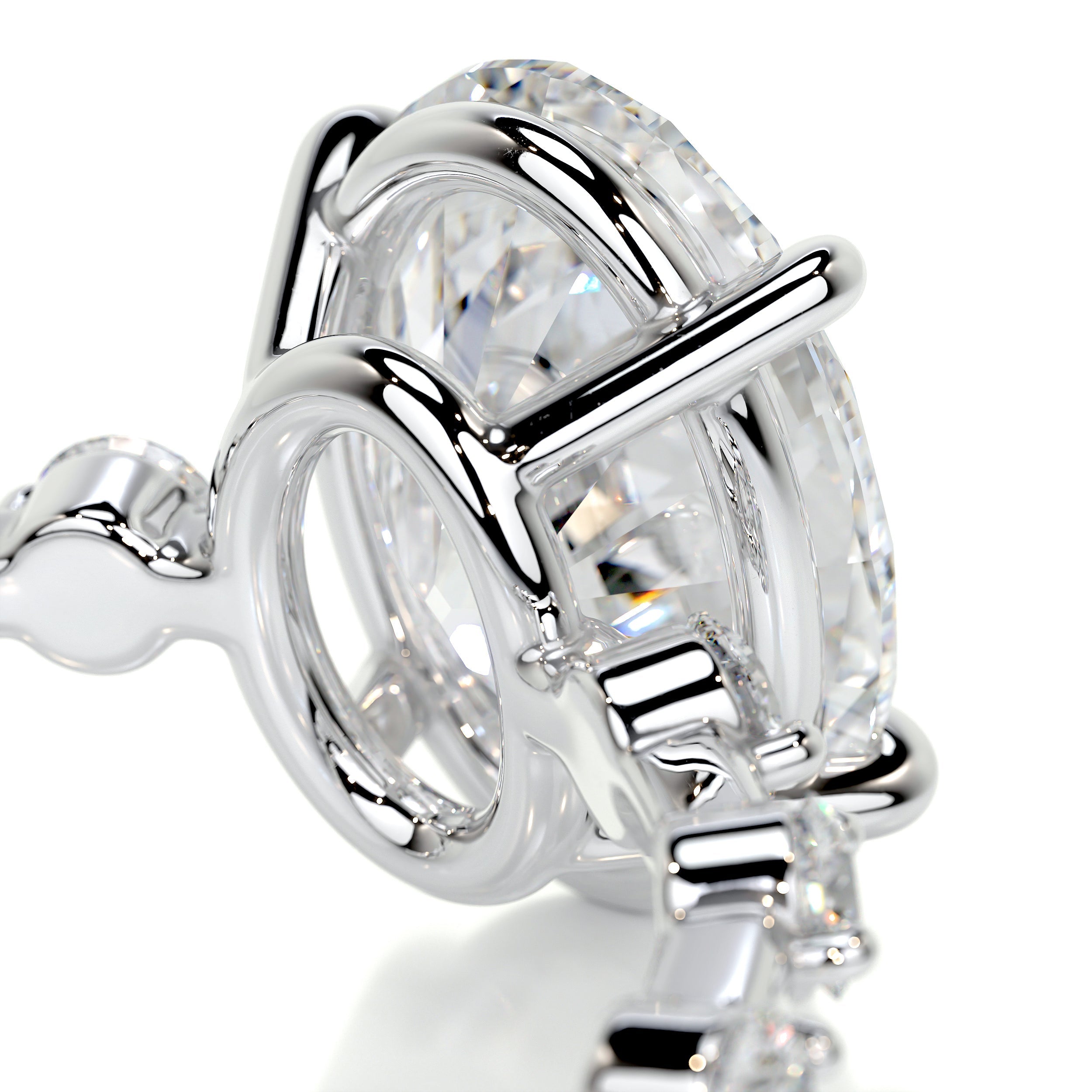 Bell Diamond Engagement Ring -18K White Gold - Main Stone 3 Carat