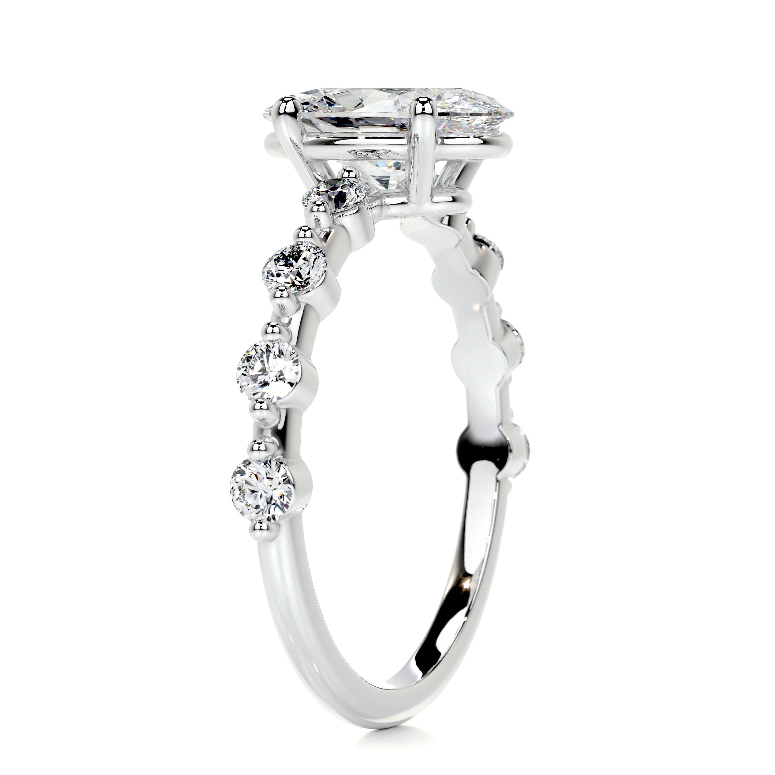 Bell Diamond Engagement Ring - 18K White Gold