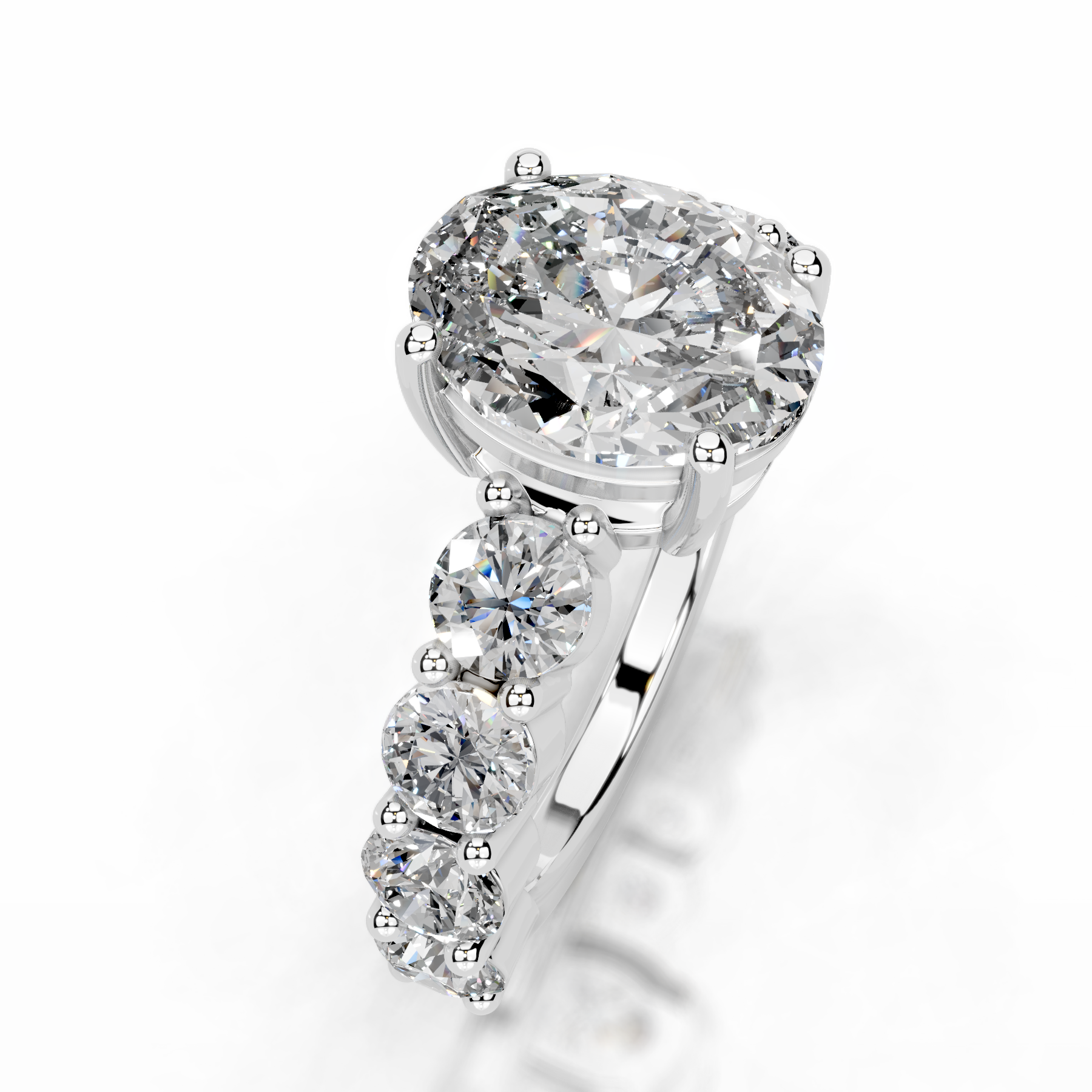 Odin Lab Grown Diamond Ring (4 Carat) Oval - 14K White Gold (RTS)