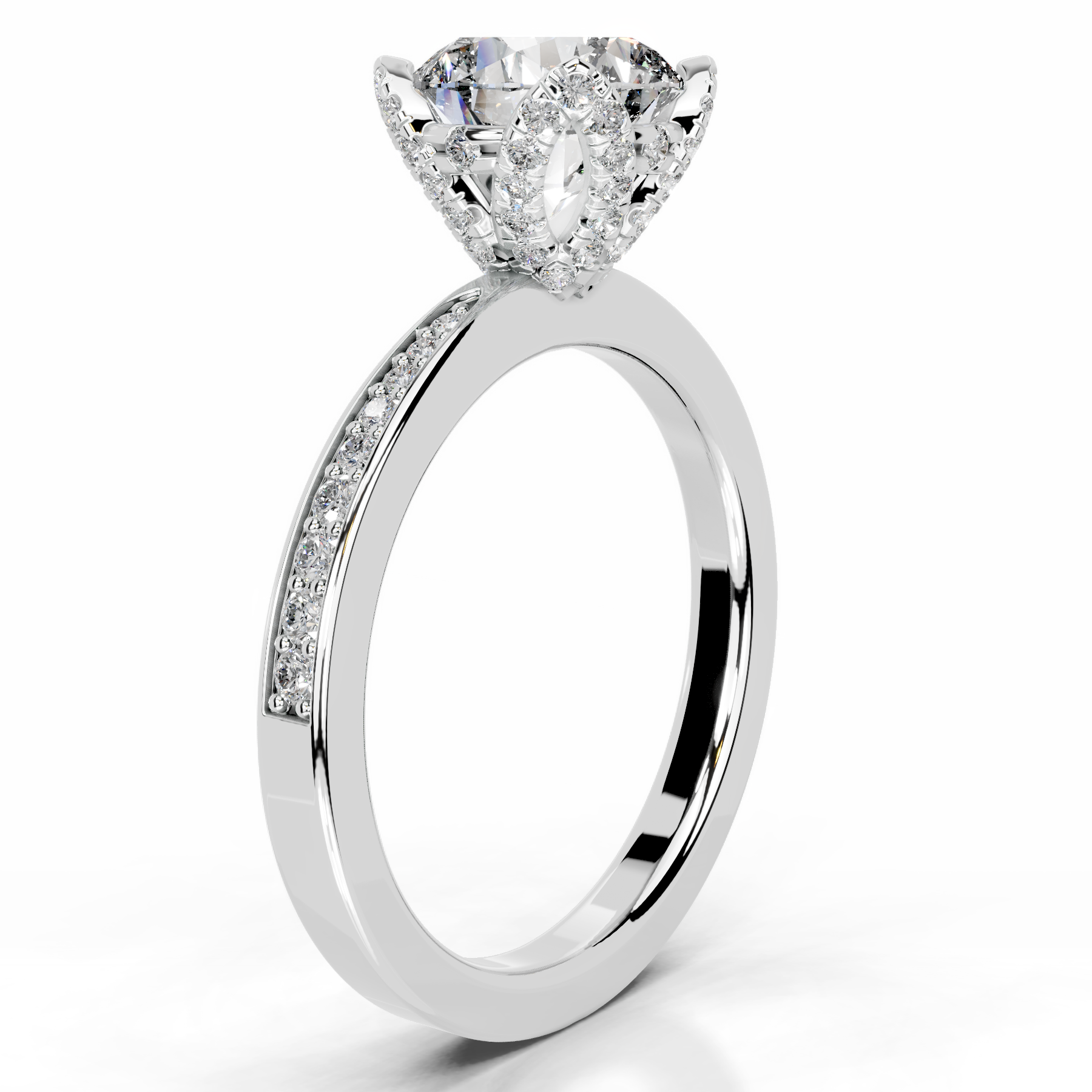 Daria Diamond Engagement Ring   (1.85 Carat) -18K White Gold