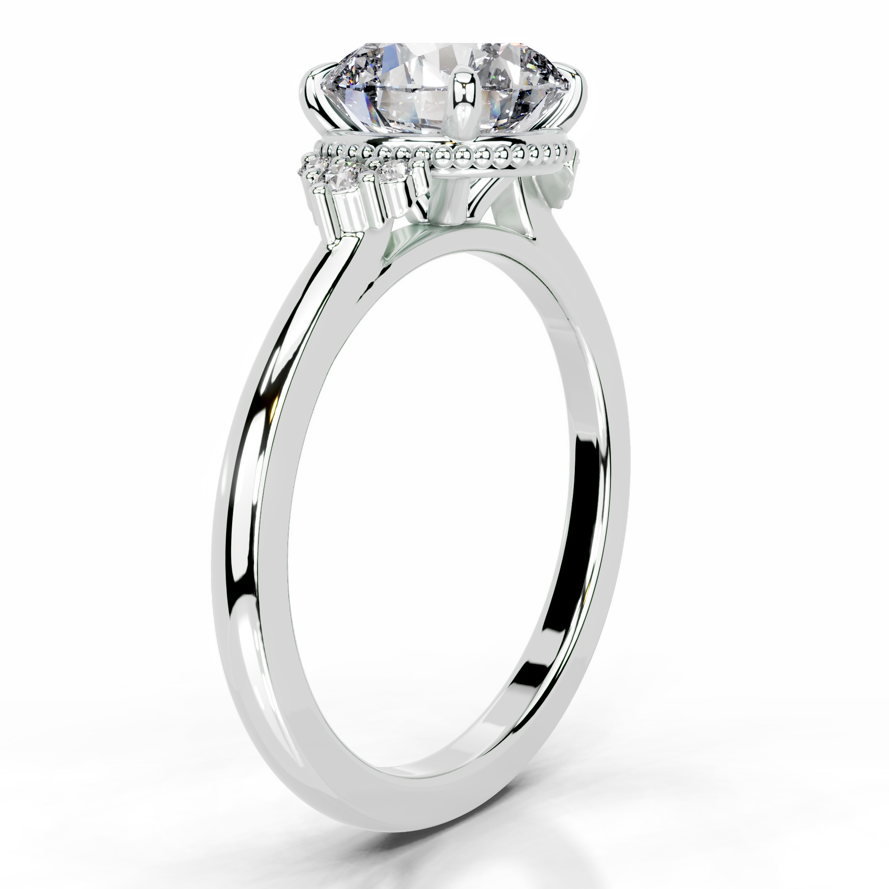 Natasha Lab Grown Diamond Ring   (2.10 Carat) -18K White Gold