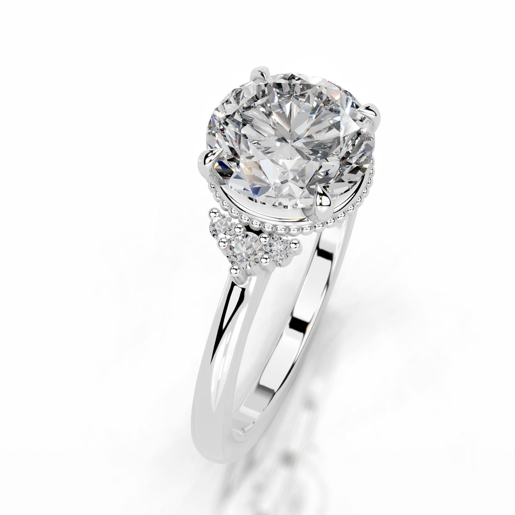 Natasha Diamond Engagement Ring   (2.10 Carat) -18K White Gold