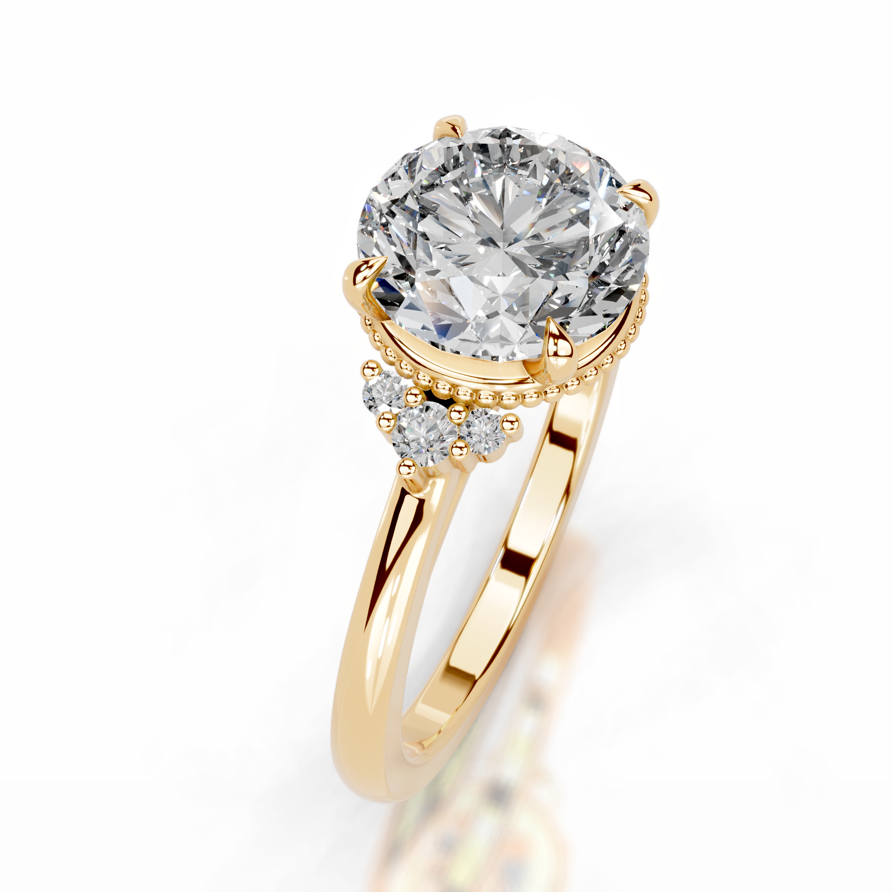 Natasha Lab Grown Diamond Ring   (2.10 Carat) -18K Yellow Gold