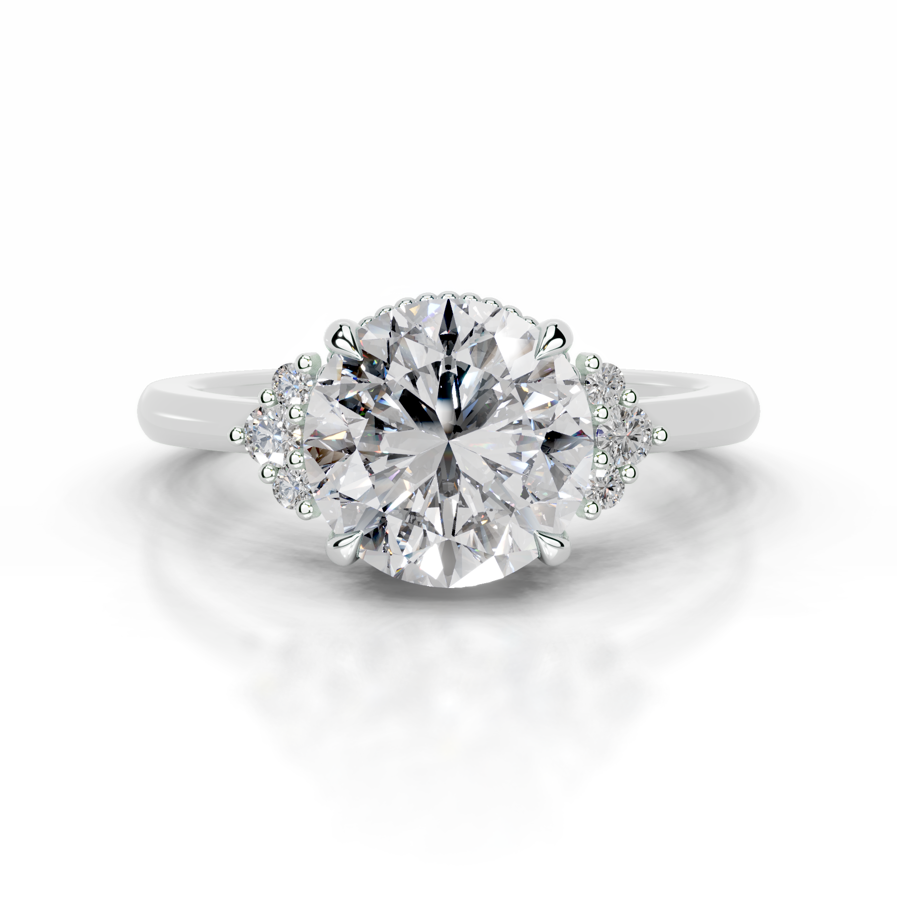 Natasha Lab Grown Diamond Ring   (2.10 Carat) -18K White Gold